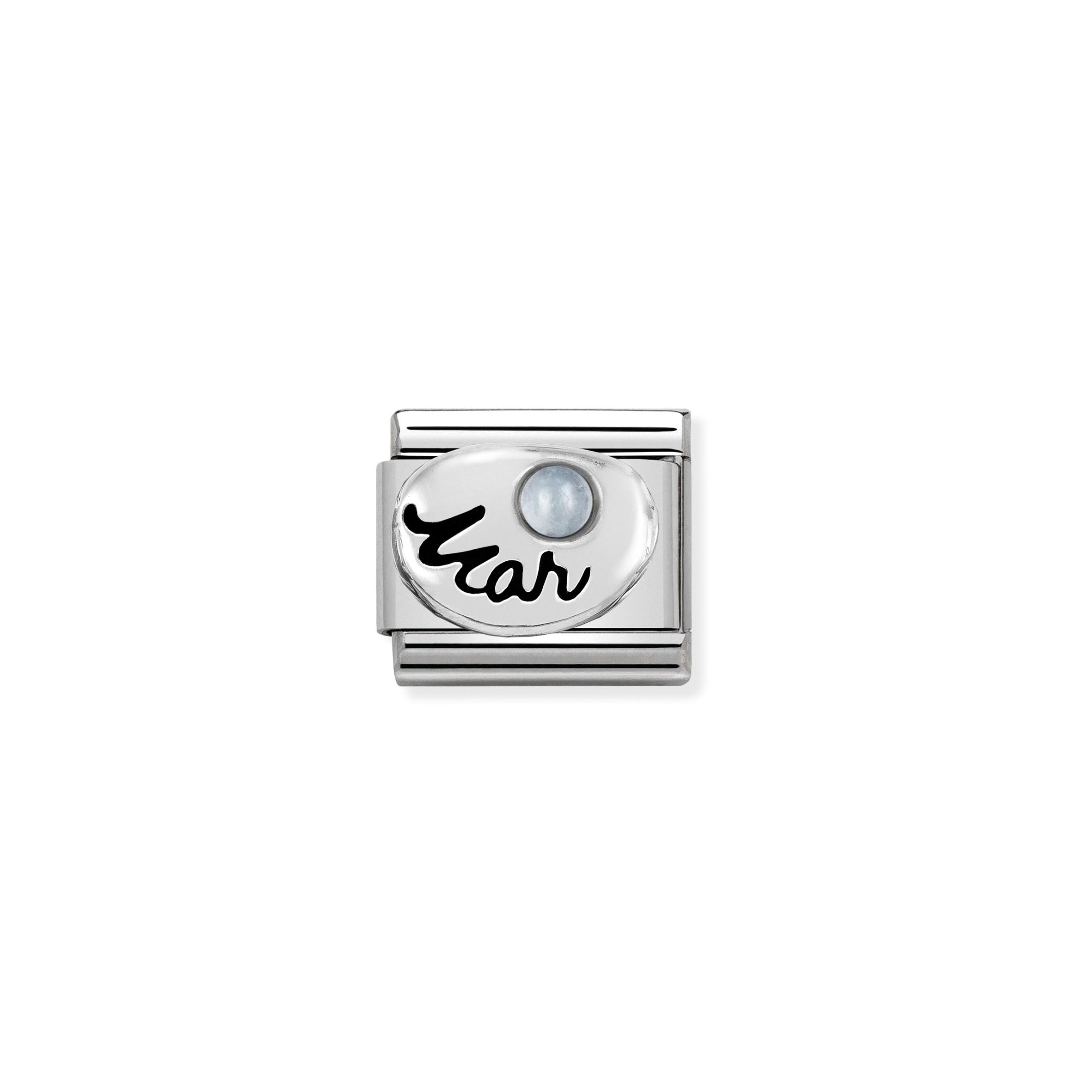 COMPOSABLE CLASSIC LINK 330505/03 MARCH AQUAMARINE IN 925 SILVER