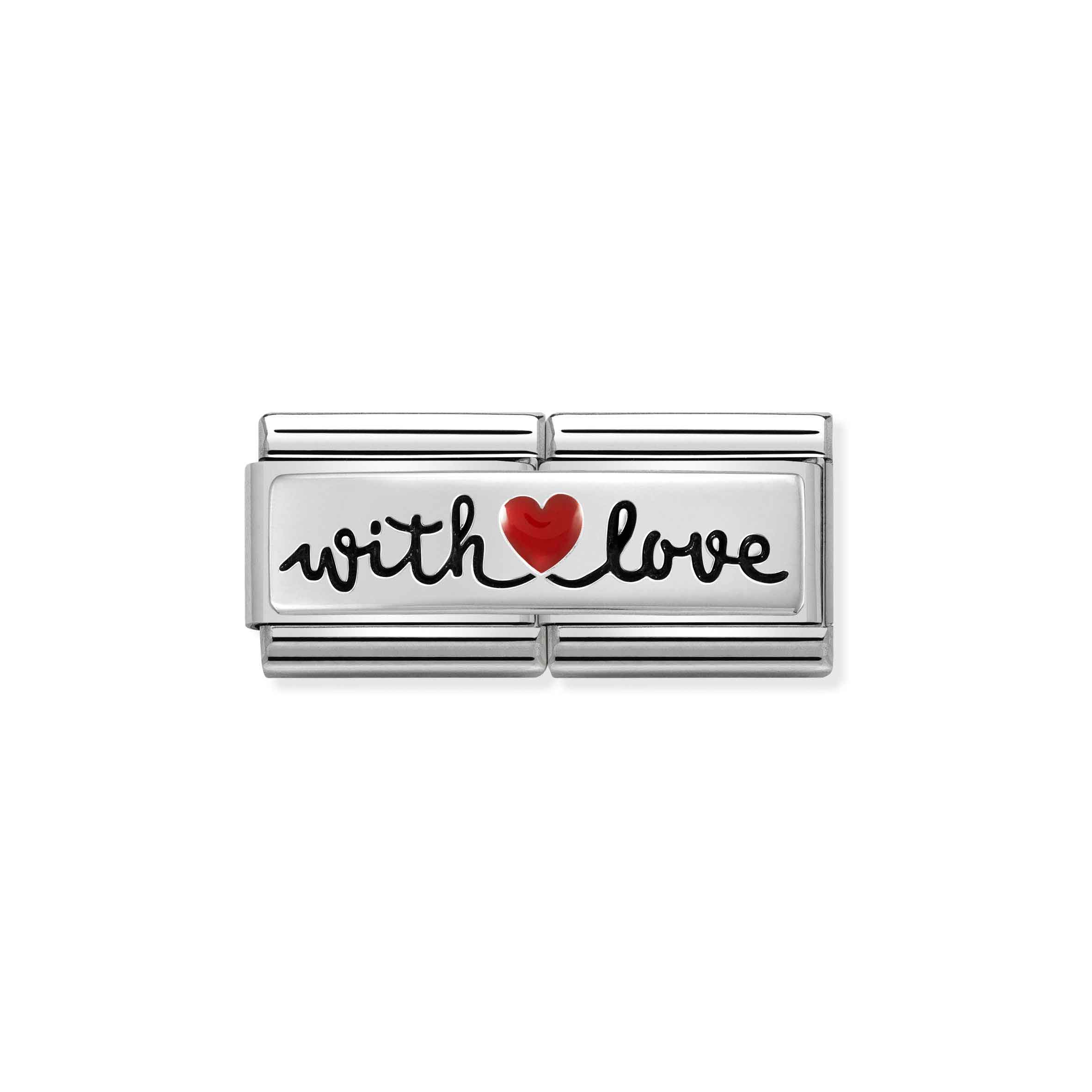 COMPOSABLE CLASSIC DOUBLE LINK 330721/09 HEART WITH LOVE IN SILVER
