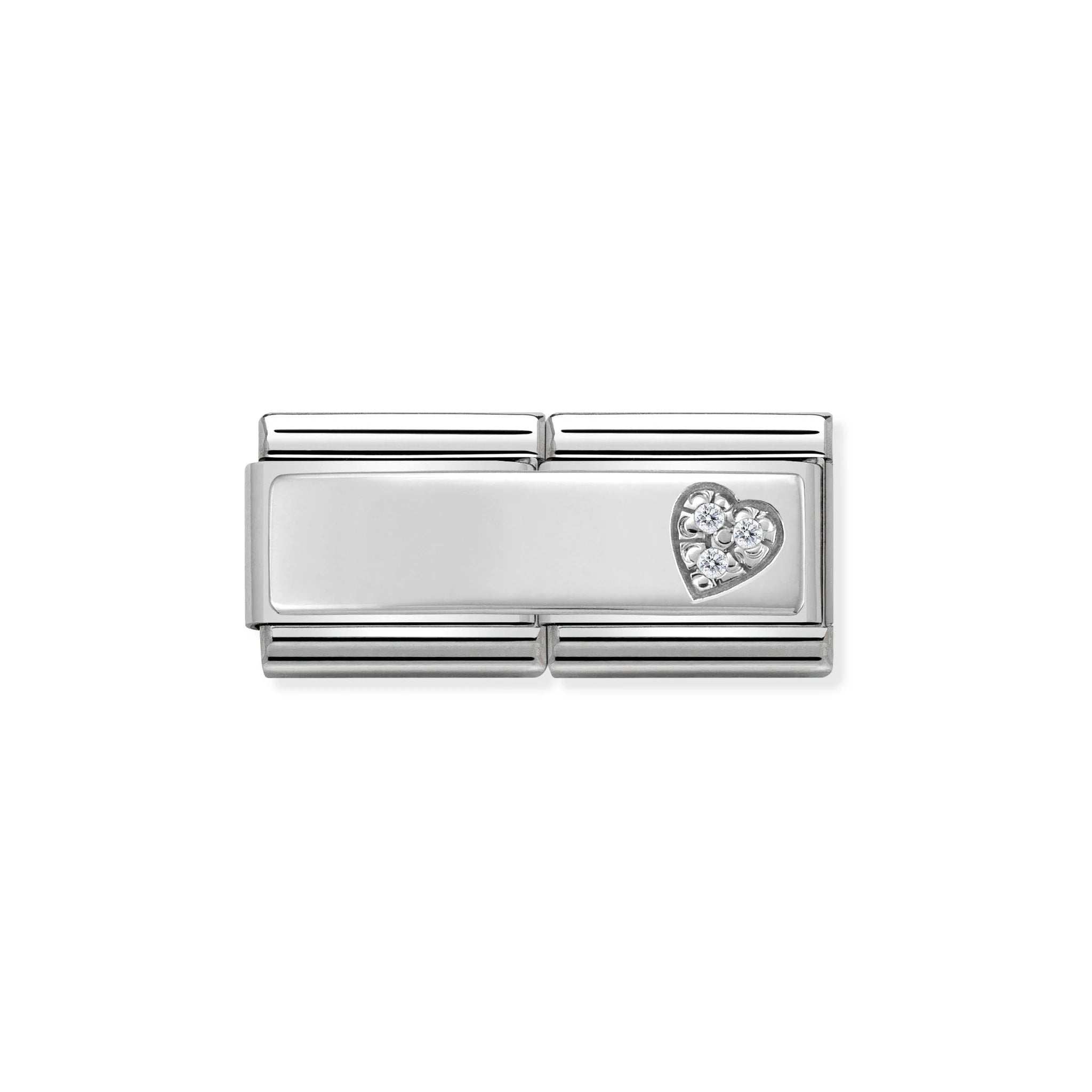 COMPOSABLE CLASSIC DOUBLE LINK 330731/09 HEART WITH CZ IN 925 SILVER