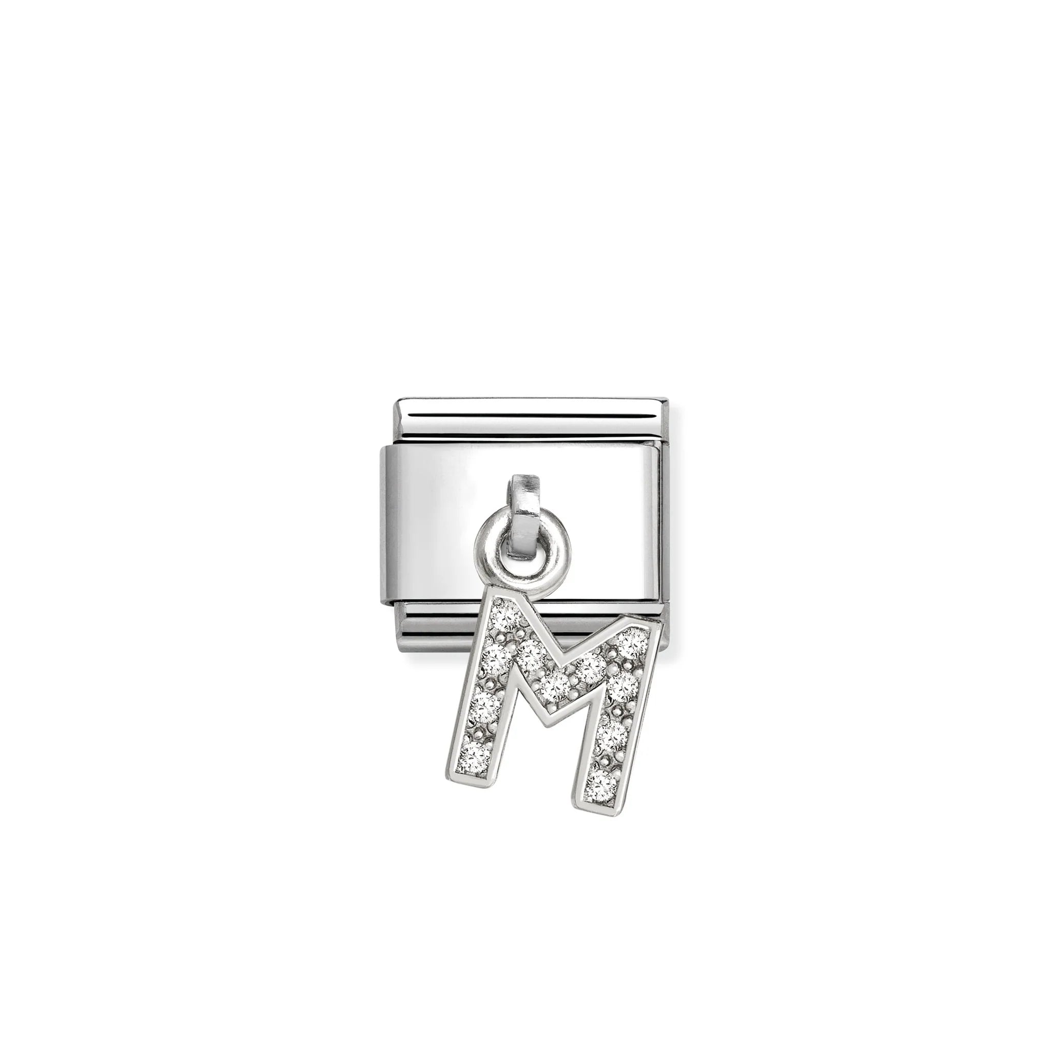 COMPOSABLE CLASSIC LINK 331818/13 LETTER M CHARM IN SILVER AND CZ