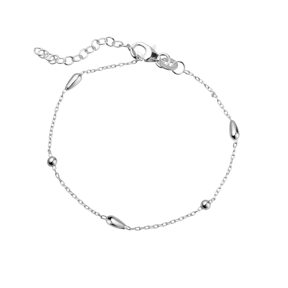 Sterling Silver Teardrop Fine Chain Bracelet