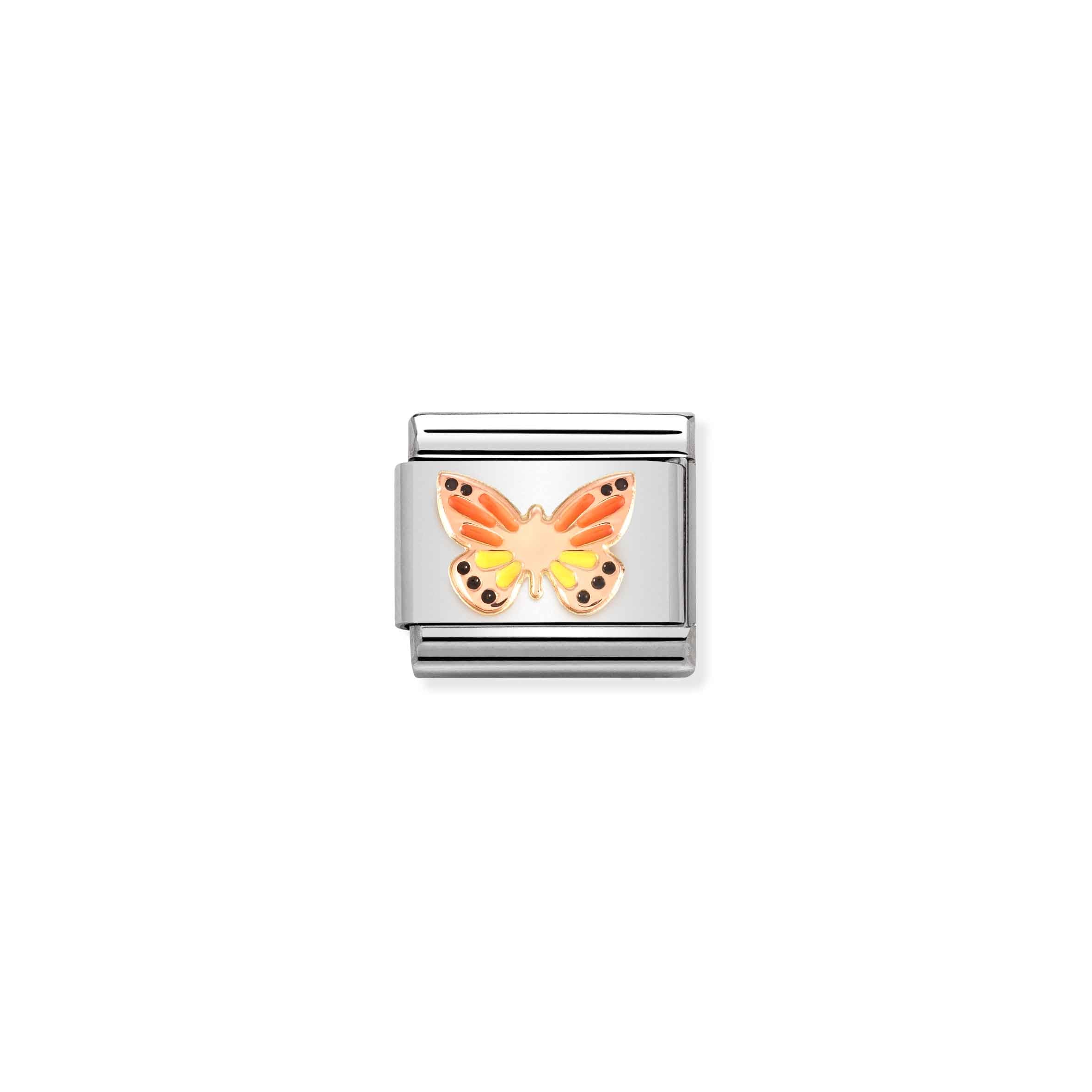 Composable Classic Link Butterfly in 9ct Rose Gold and Enamel 430202/17