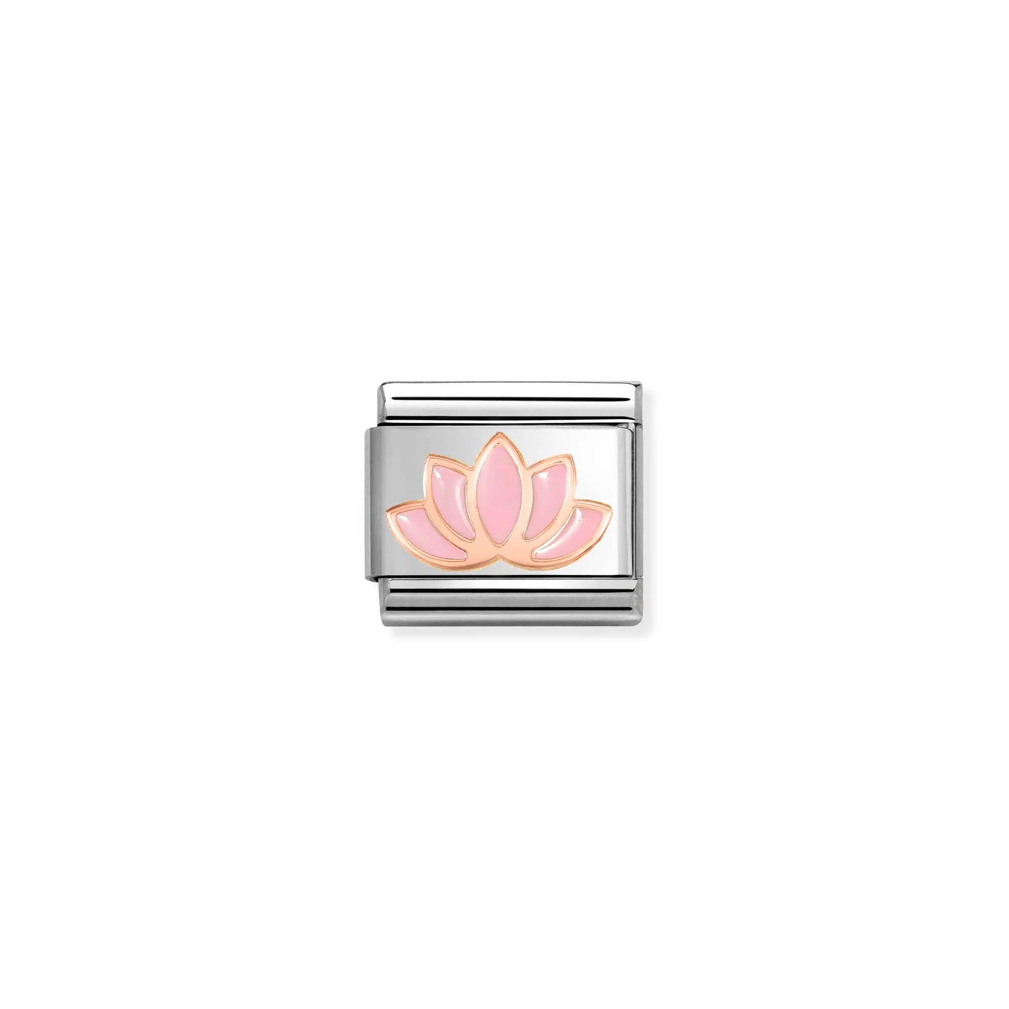 COMPOSABLE CLASSIC LINK 430202/44 PINK LOTUS IN 9K ROSE GOLD & ENAMEL