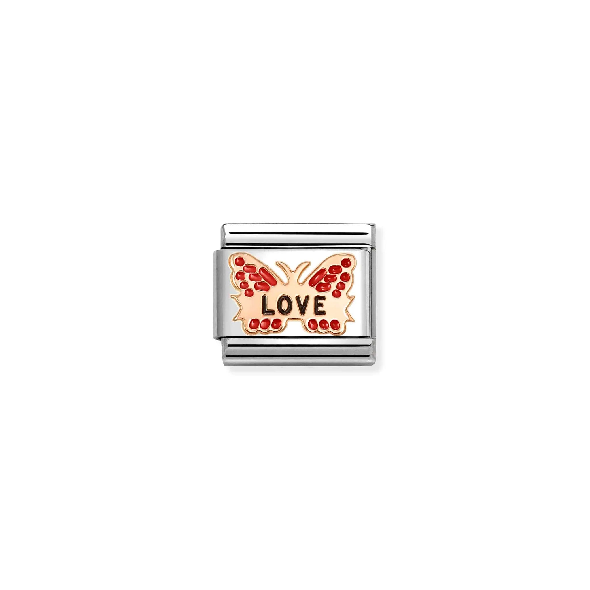 COMPOSABLE CLASSIC LINK 430202/47 RED LOVE BUTTERFLY IN 9K ROSE GOLD