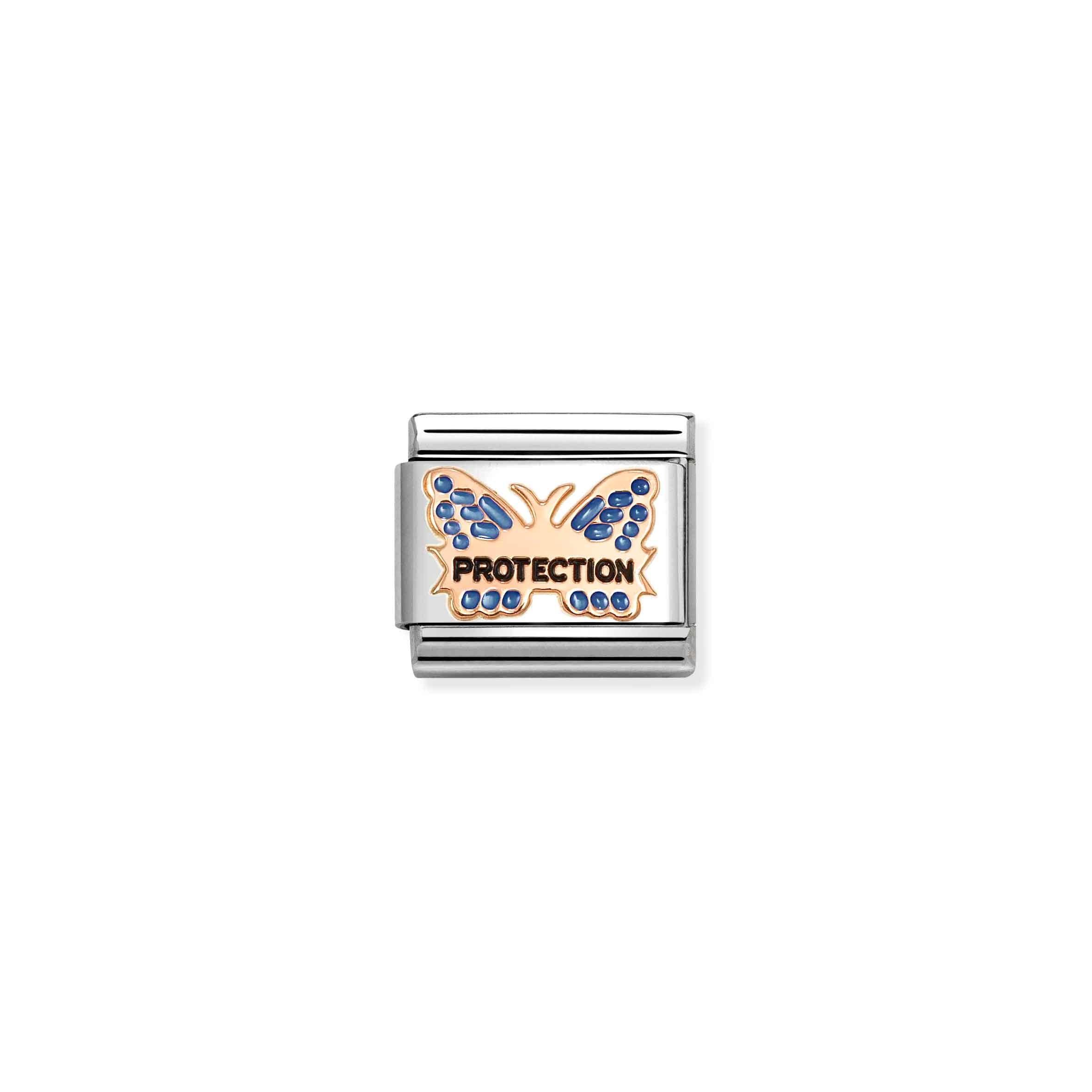 COMPOSABLE CLASSIC LINK 430202/51 BLUE PROTECTION BUTTERFLY IN 9K ROSE GOLD