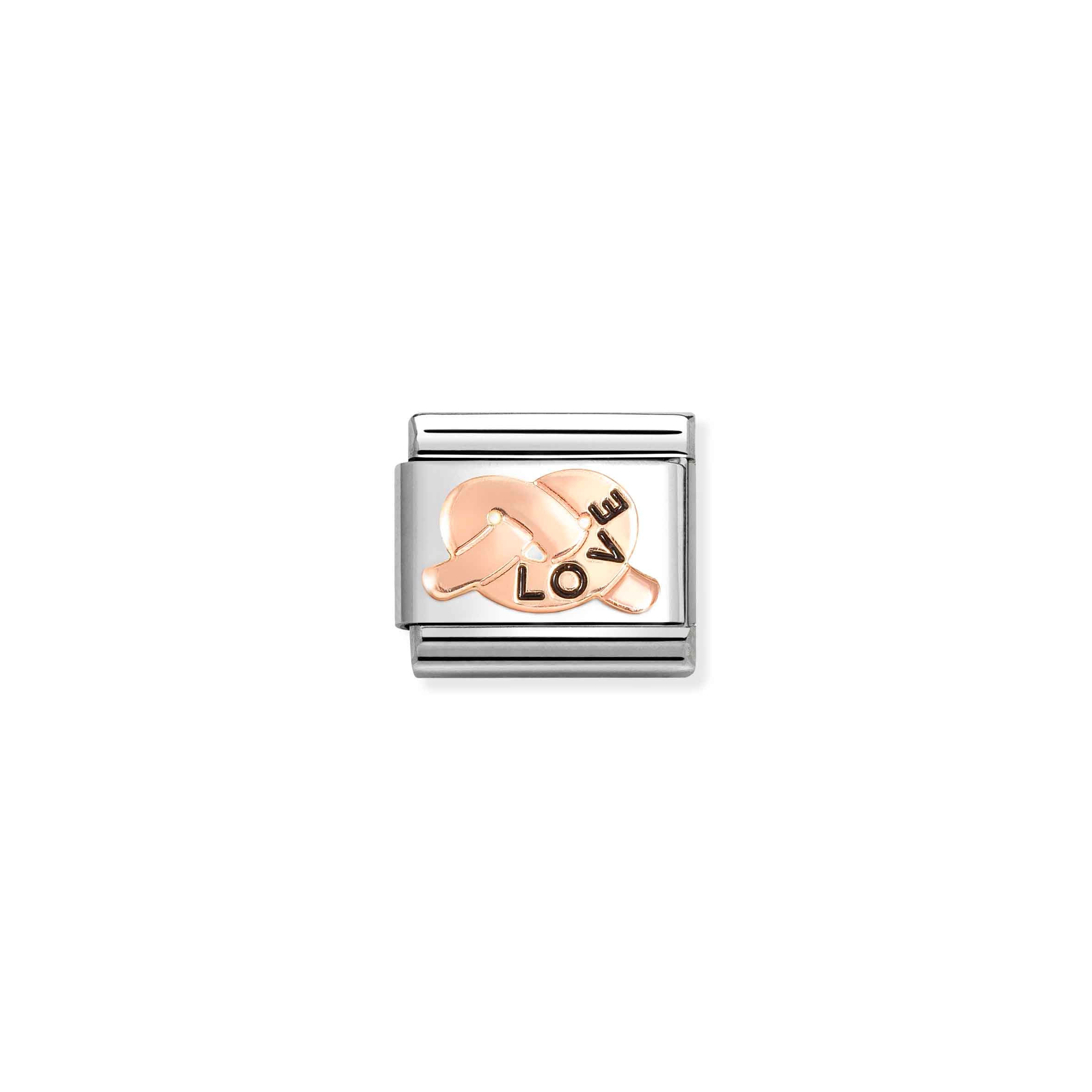 COMPOSABLE CLASSIC LINK 430202/35 LOVE KNOT 9K ROSE GOLD AND BLACK ENAMEL