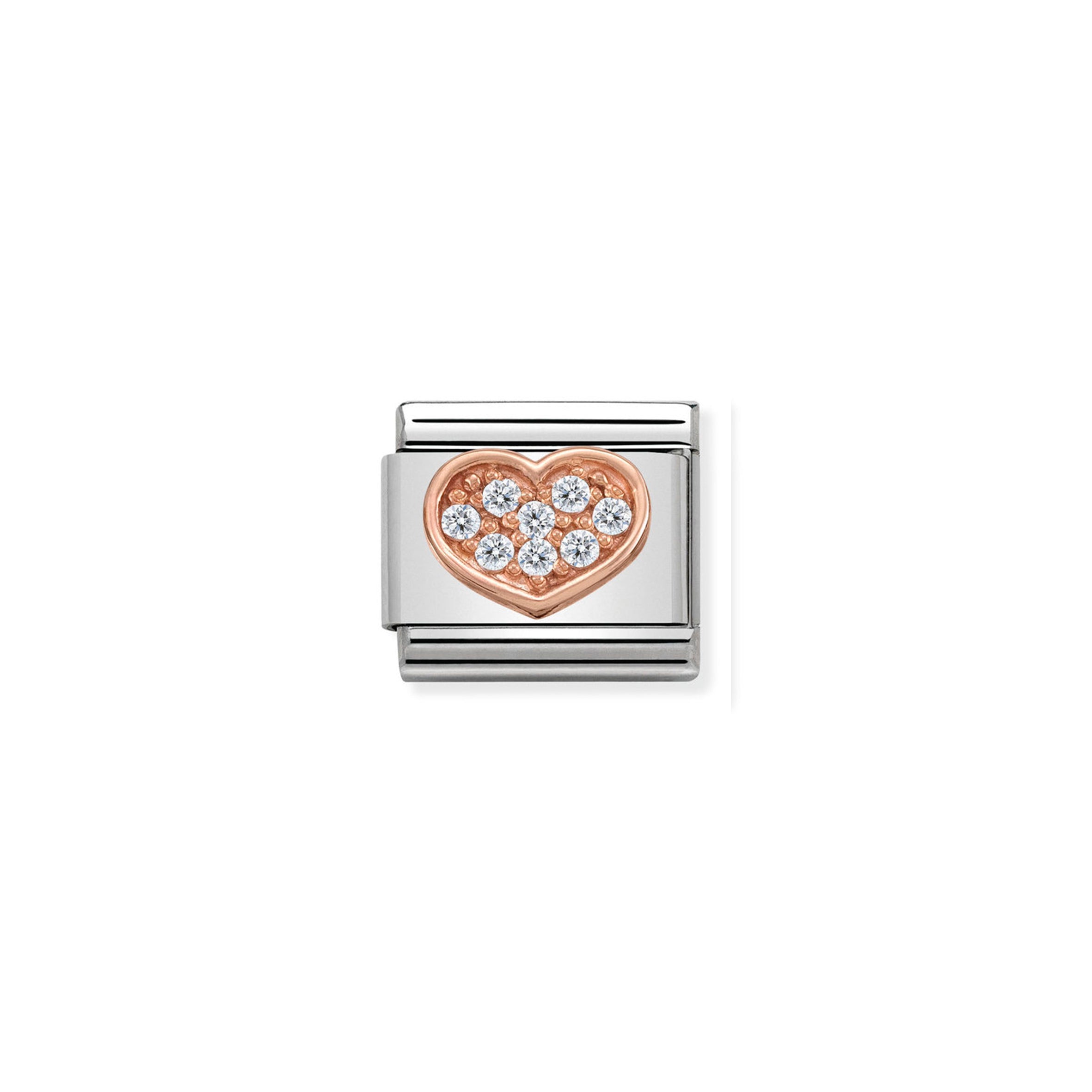 COMPOSABLE CLASSIC LINK 430302/13 HEART 9K ROSE GOLD & CZ