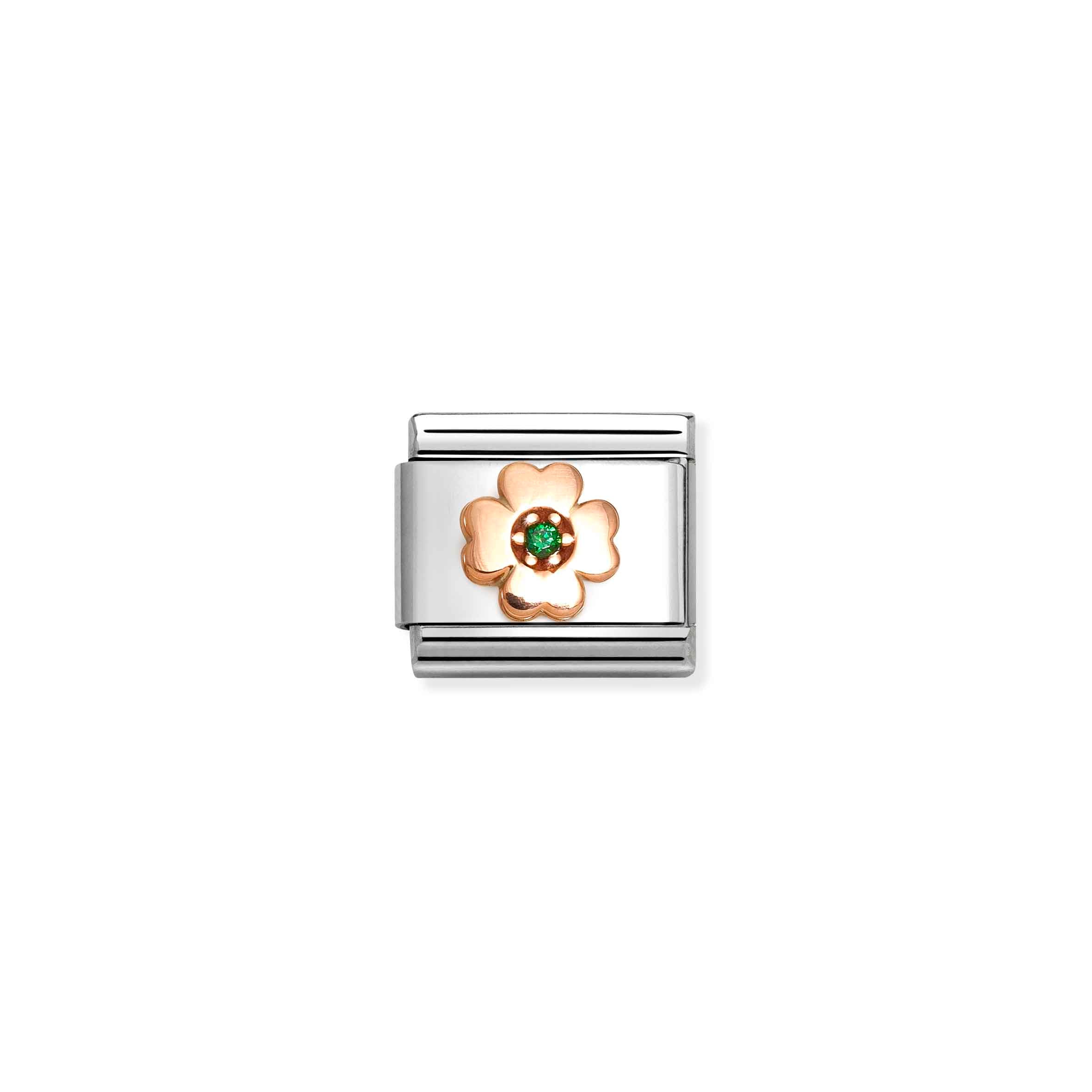 Composable Classic Link 430305/44 Four-Leaf Clover in 9K Rose Gold & Green CZ