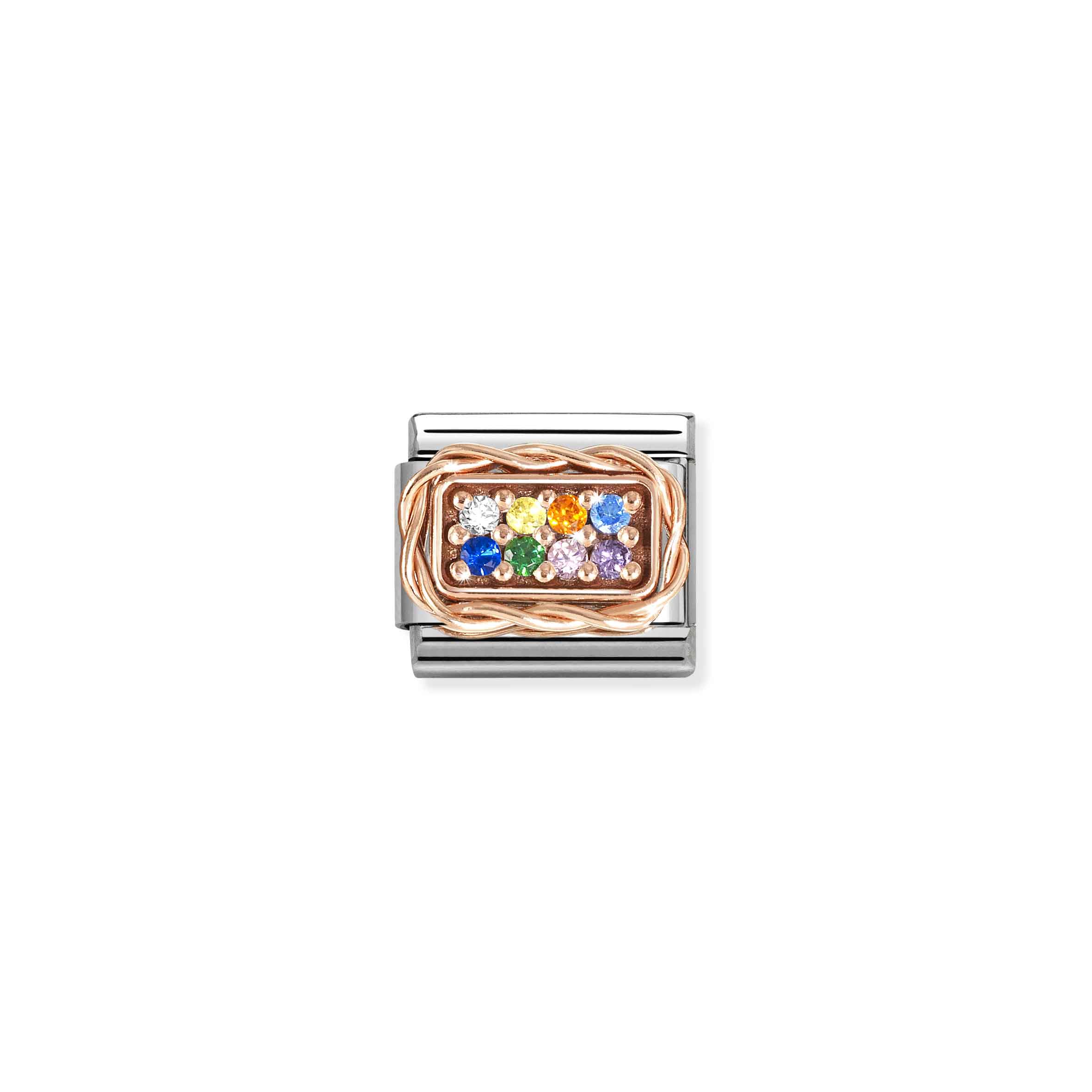 COMPOSABLE CLASSIC LINK 430318/17 PAVÌä SET 9K ROSE GOLD & RAINBOW CZ