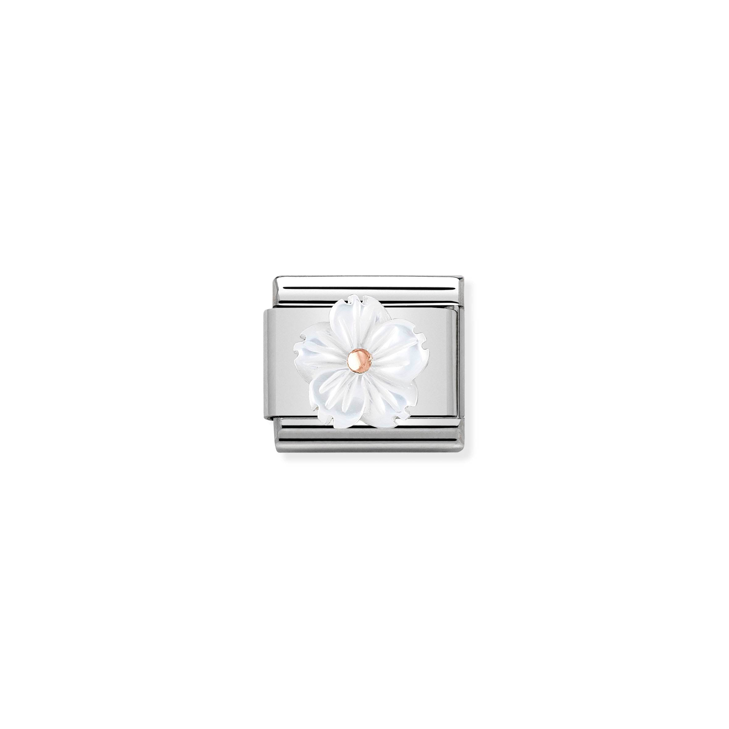 COMPOSABLE CLASSIC LINK 430510/02 FLOWER IN WHITE MOTHER OF PEARL IN 9K ROSE GOLD