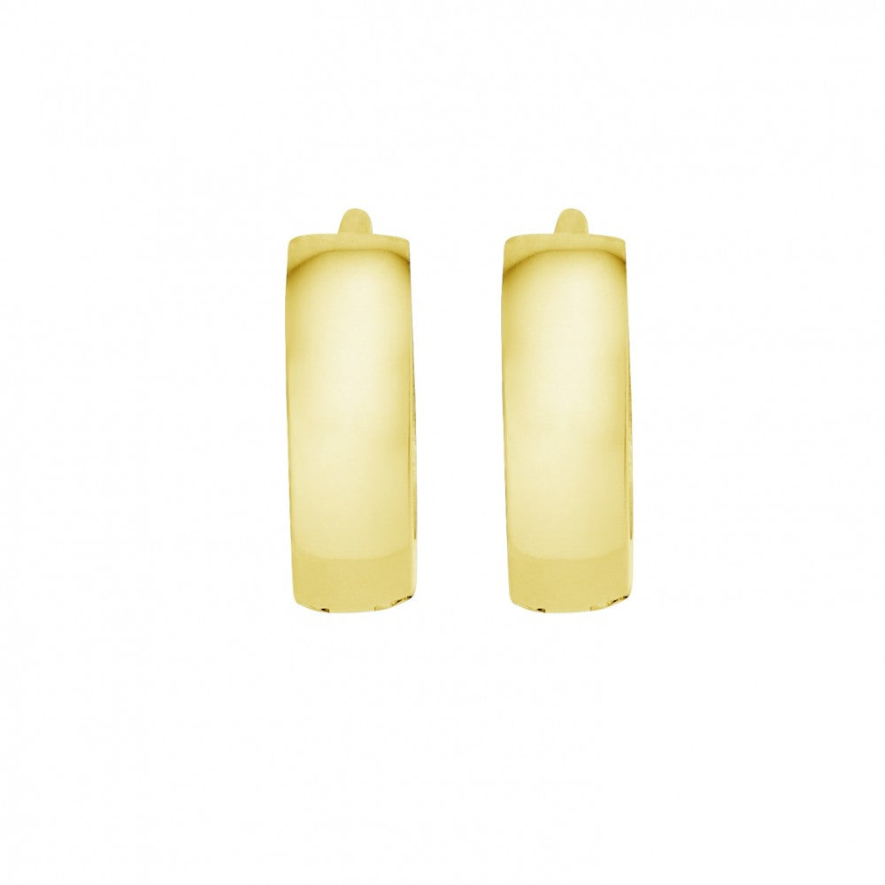 Yellow Gold Plated Stainless Steel Mens Huggies with Shiny Domed Finish