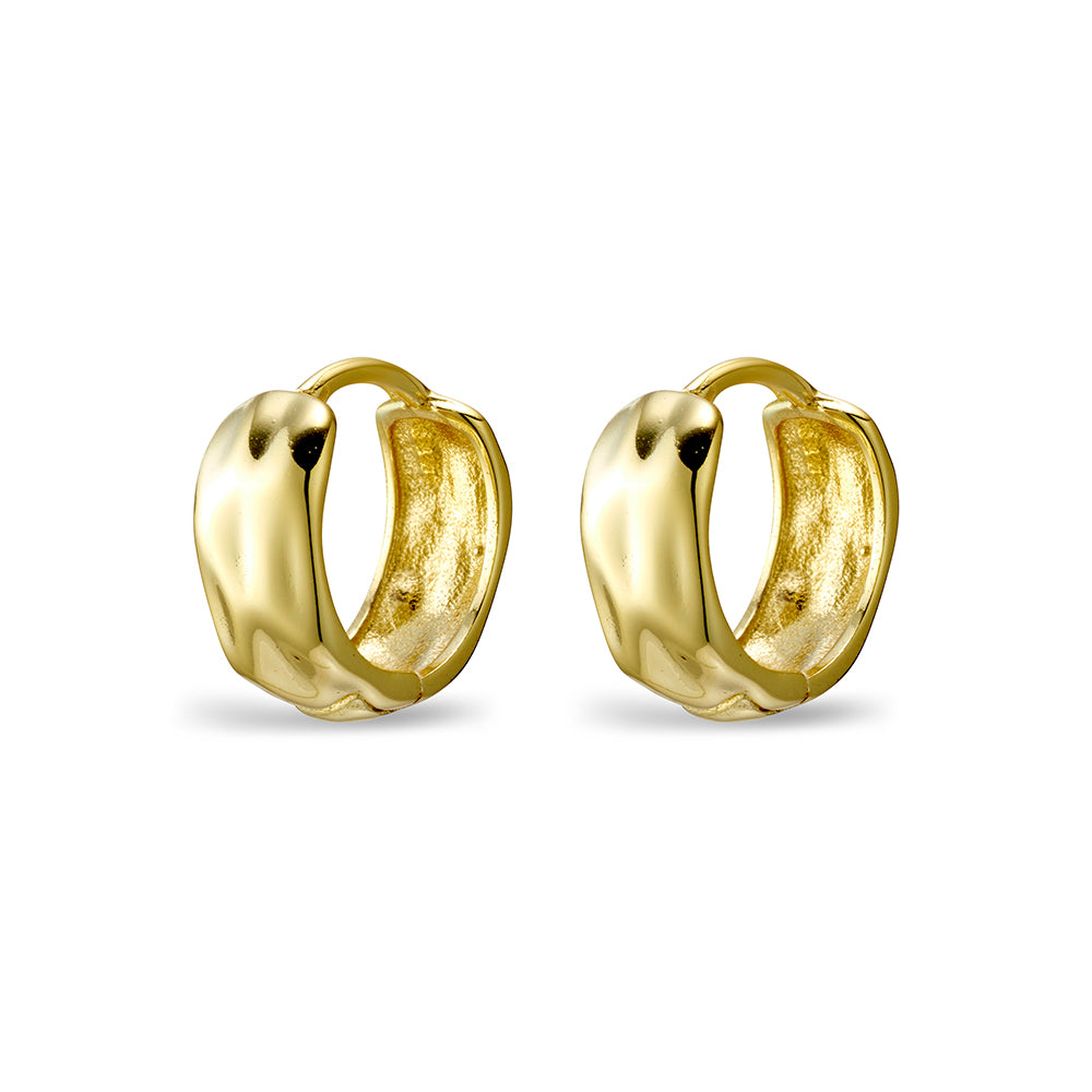 Gold Plated Hammered Hoop Earrings