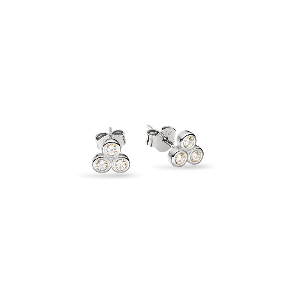 Sterling Silver Trio Cubic Cubic Zirconia Stud