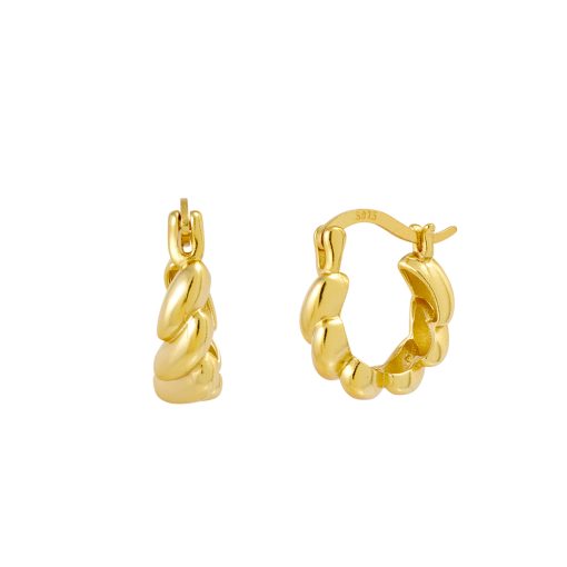 Gold Plate Mini Croissant Hoop Earrings