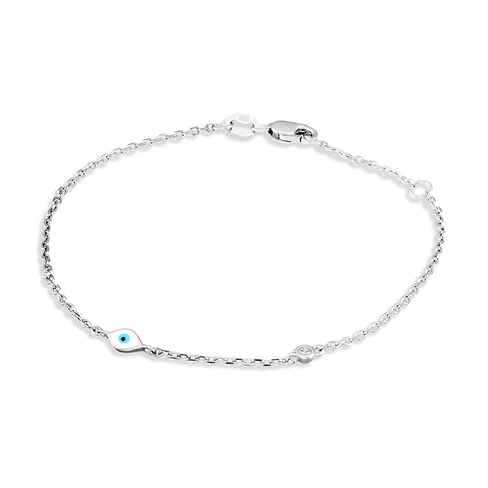 Sterling Silver Enamel Evil Eye Fine Bracelet