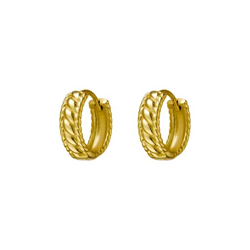 Gold Plated Twist Patterned Mini Hoop Earrings