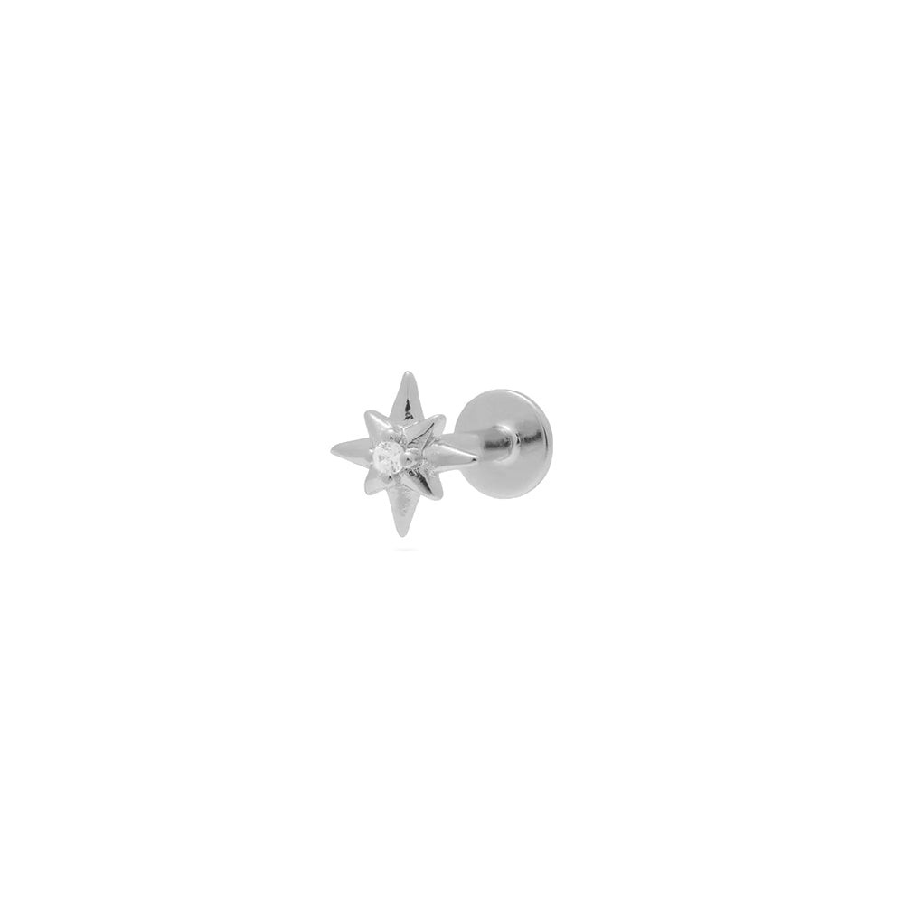 Sterling Silver Flat Back Single Star Earring