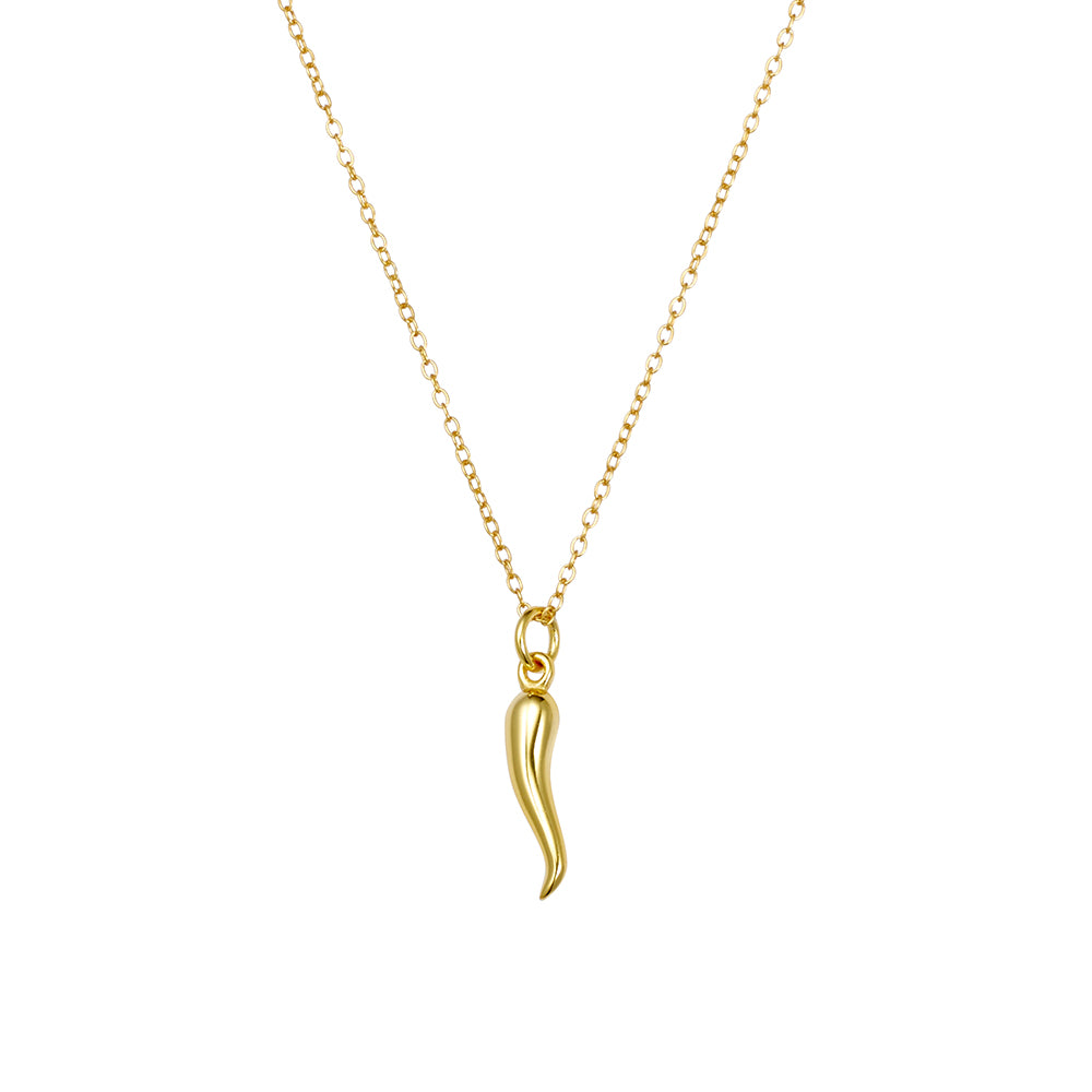 Gold Plated 'Cornicello' Horn Pendant Necklace