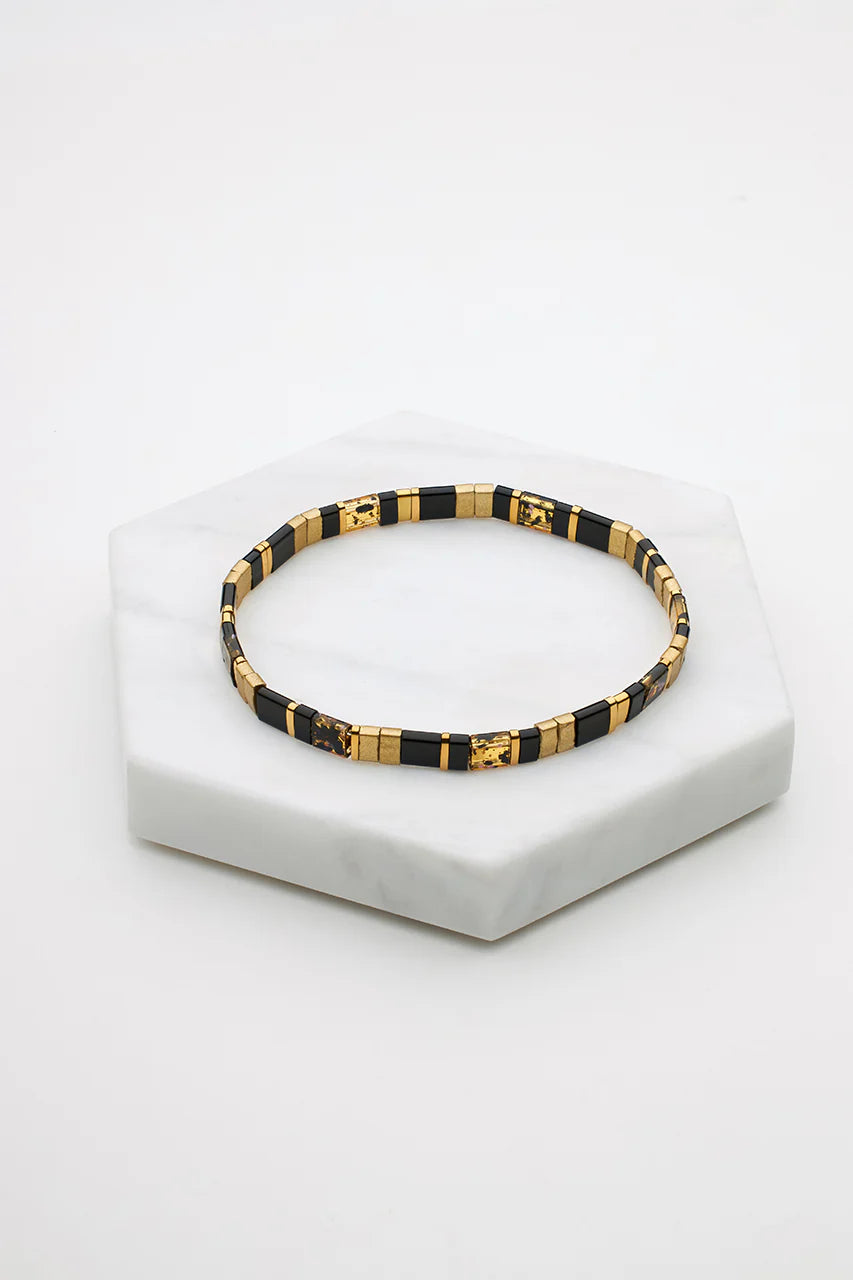 Zafino Tile Bracelet- Black/Brown