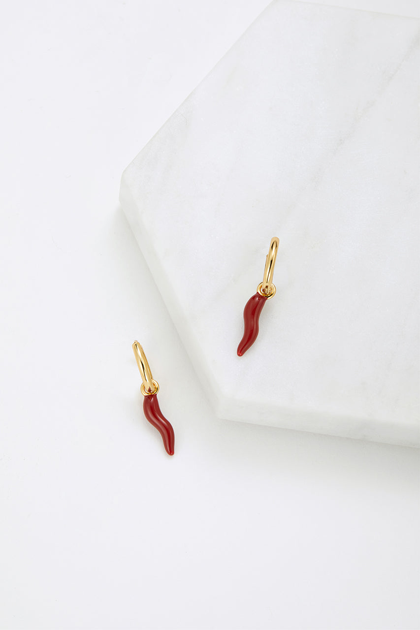 Zafino Red Chilli Earring - Gold