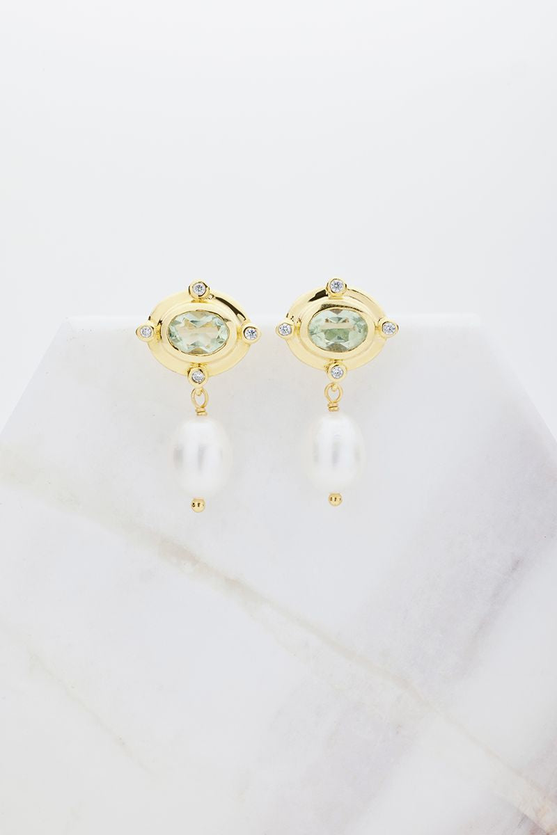 Zafino Nicola Earring - Green Amethyst/ Pearl