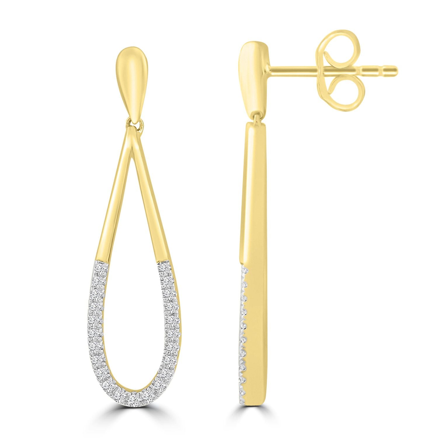 9ct Yellow Gold Teardrop Diamond Earrings 0.16ct