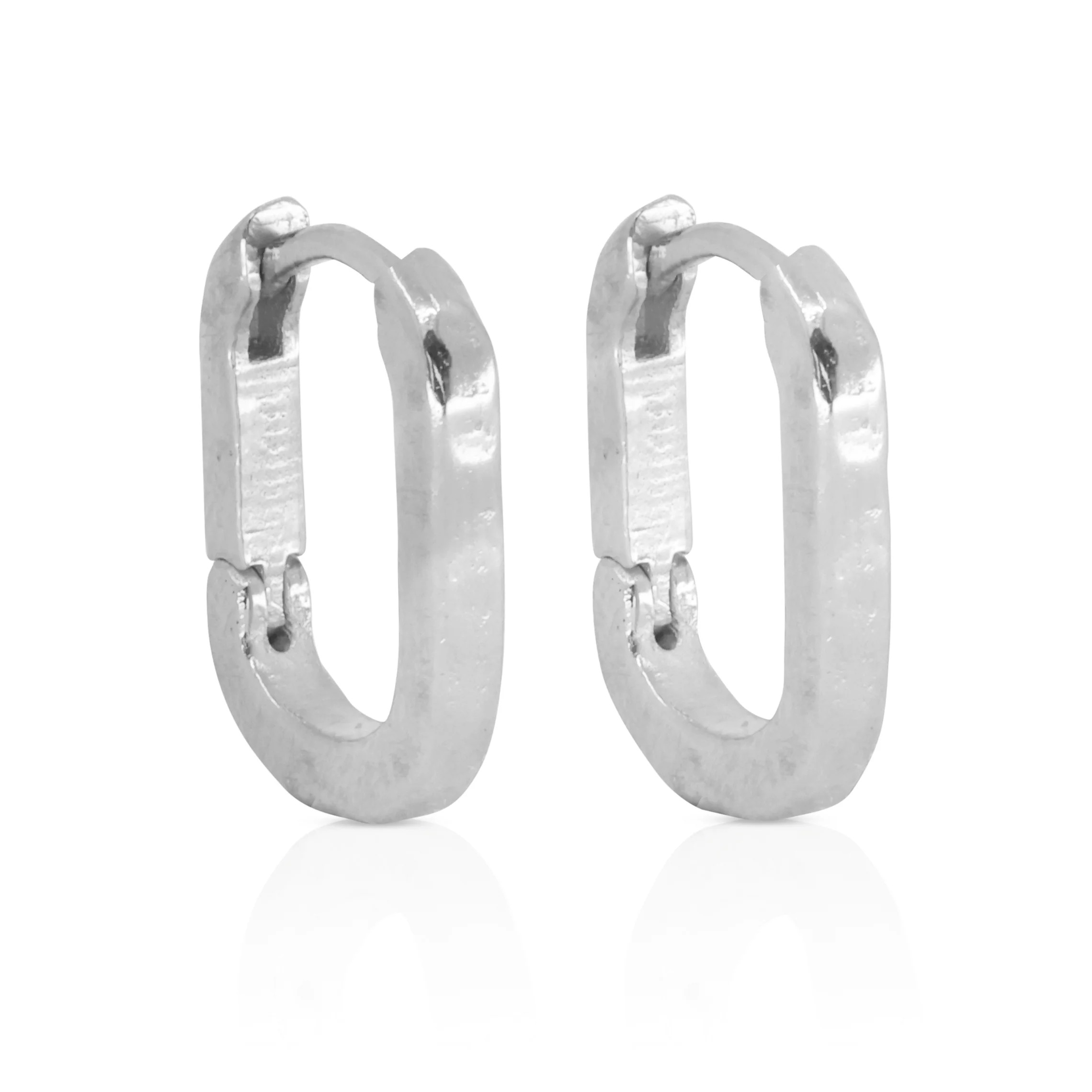 Toni May Sterling Silver Textured Paperclip Huggie Earrings