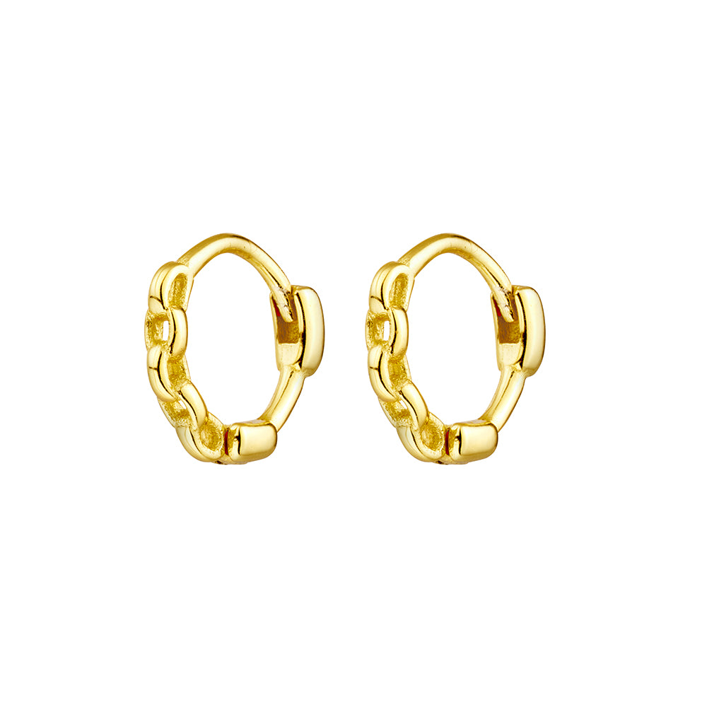 Gold Plated Mini Link Huggie Earrings