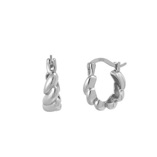 Sterling Silver Mini Croissant Hoop Earrings