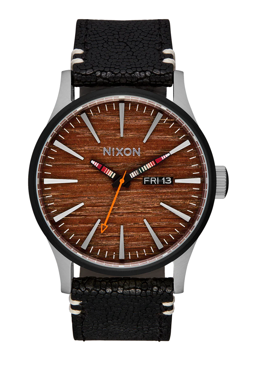 Nixon Sentry Leather Silver / Rosewood / Black