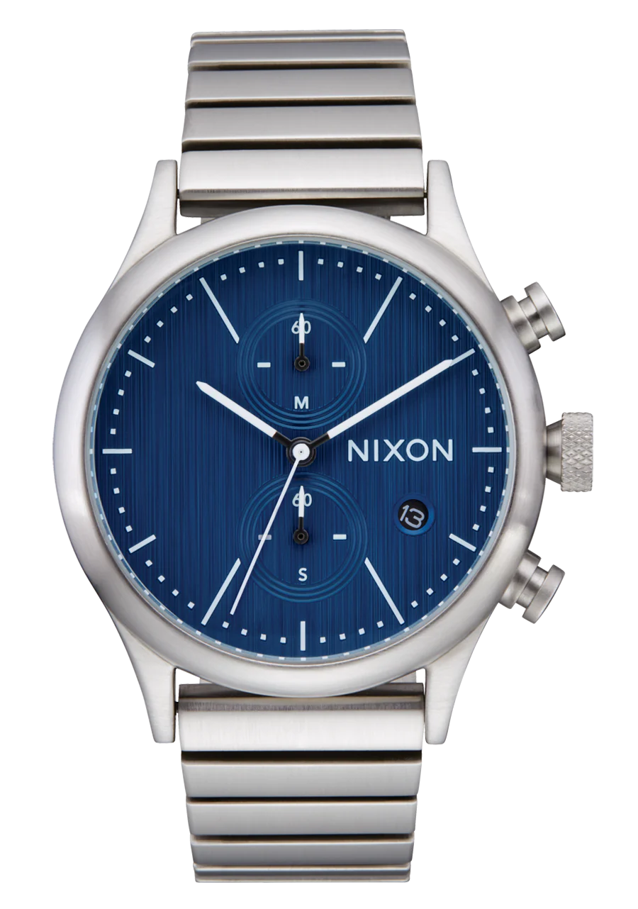 Nixon Station Chrono Silver and Indigo Watch