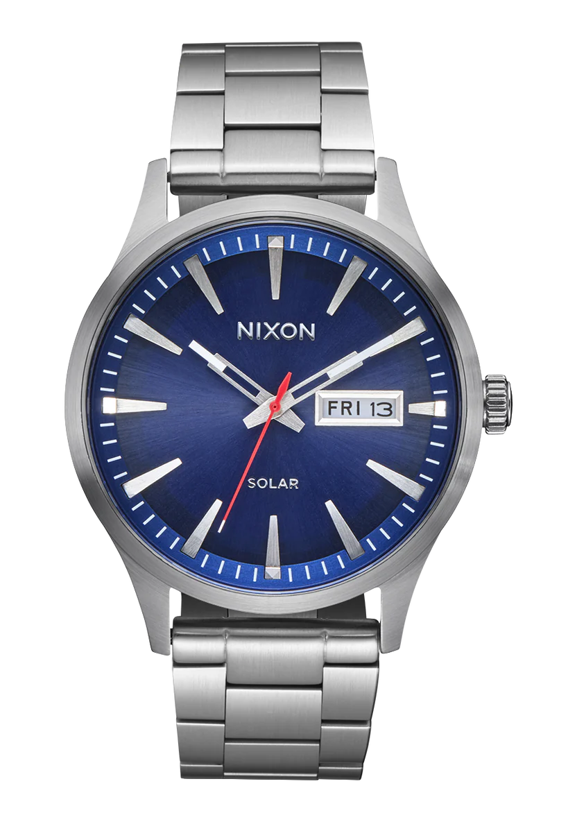 Nixon Sentry Solar Stainless Steel Navy Sunray/ Silver