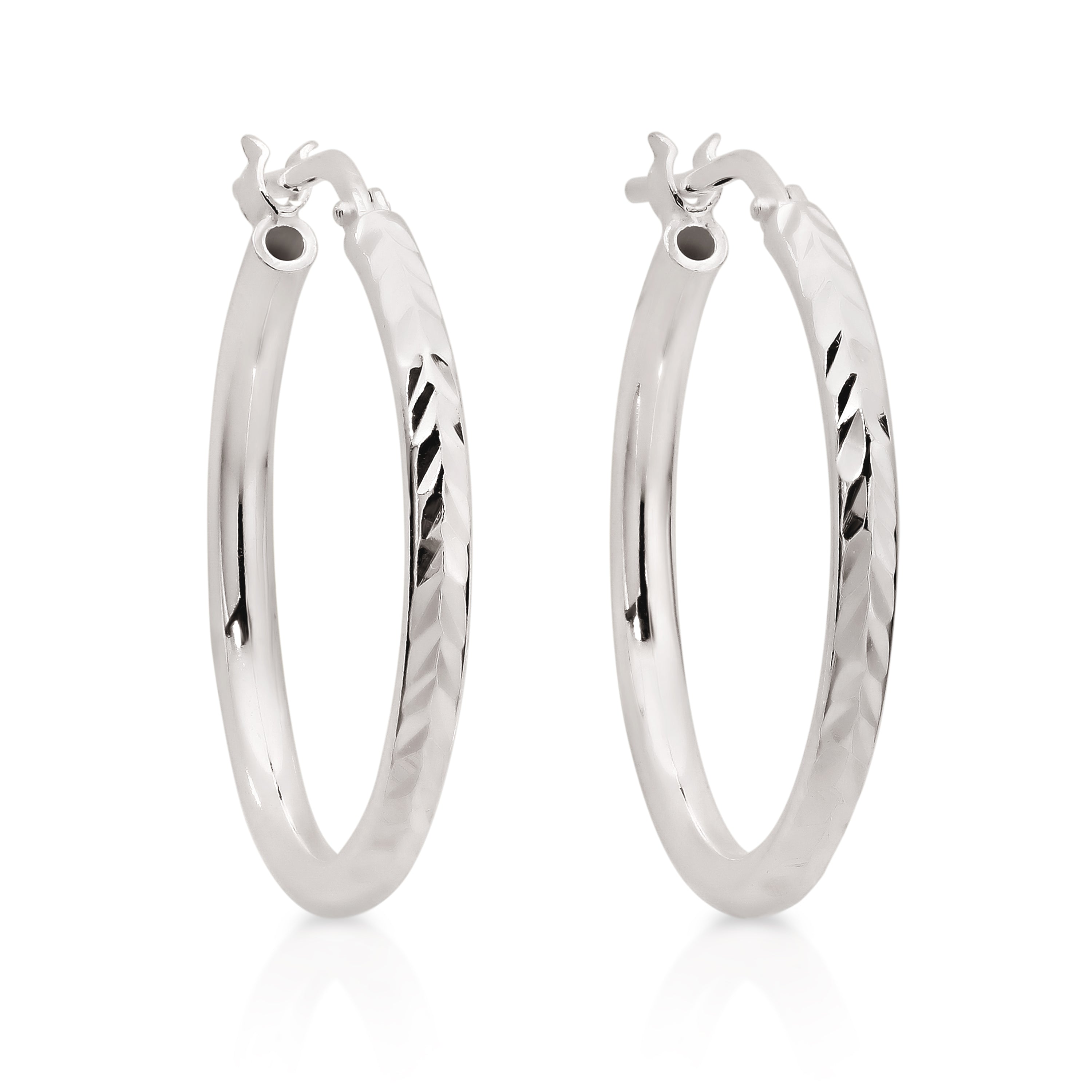 Sterling Silver Diamond Cut Hoops 20mm