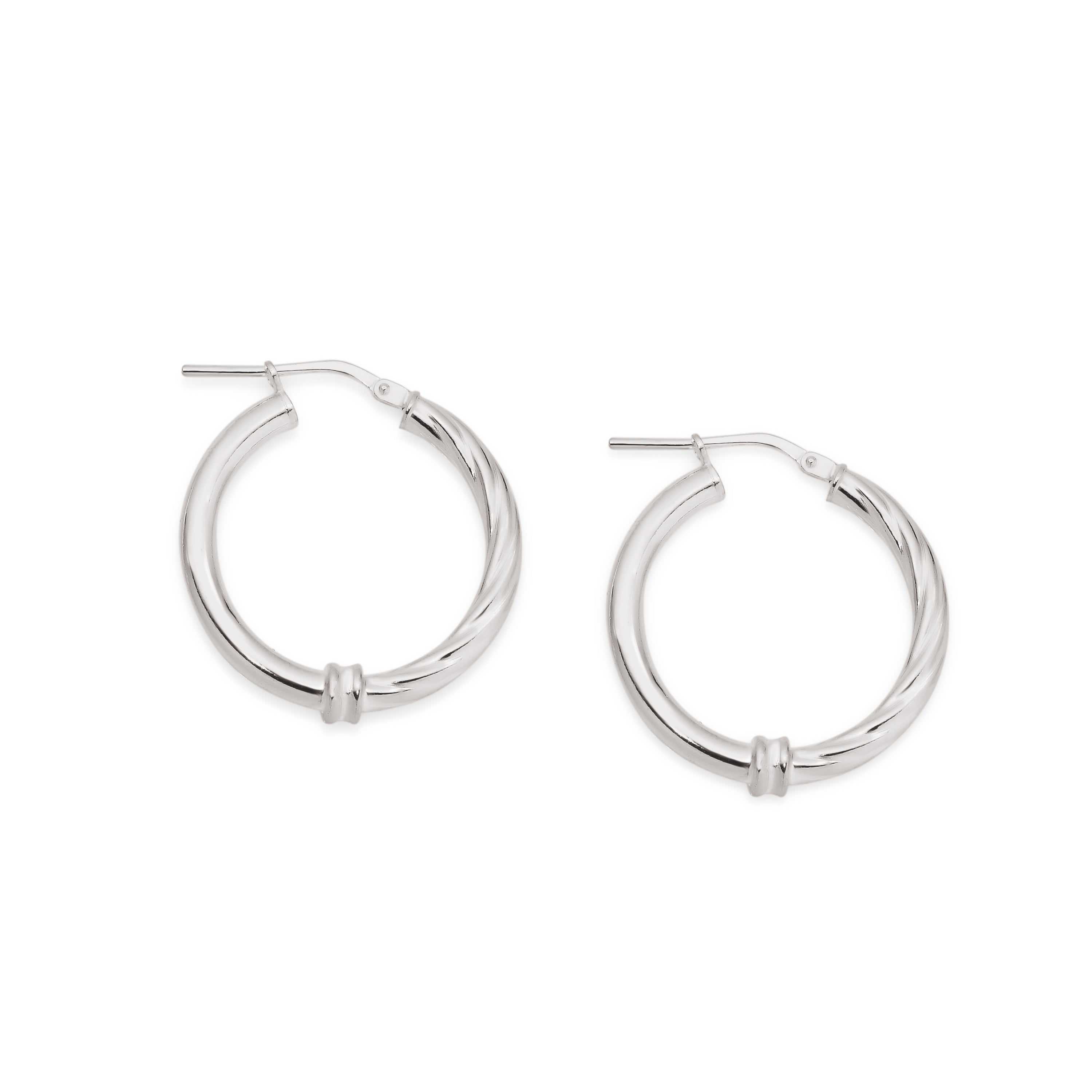 Sterling Silver Polished Twist hoops 20mm