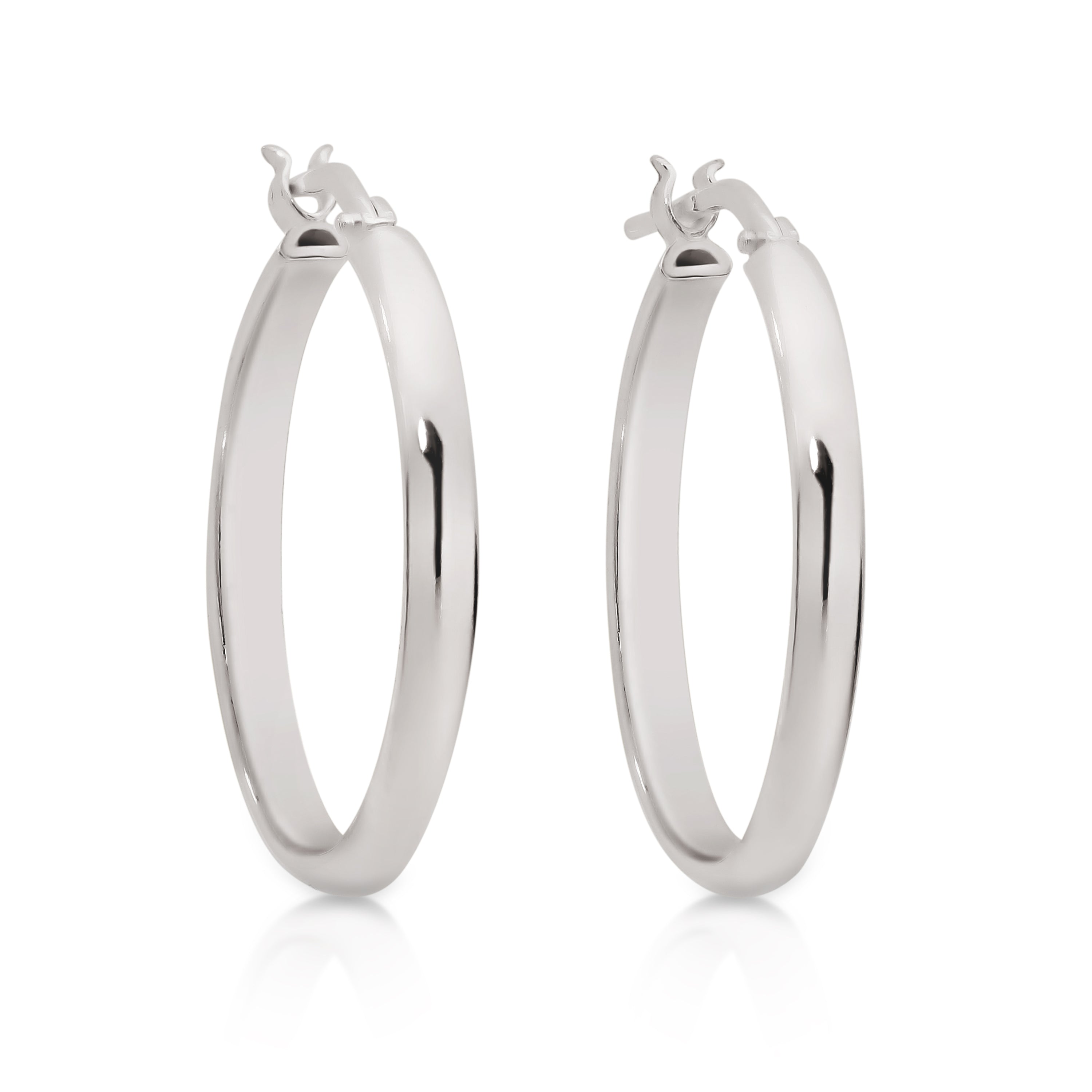 Sterling Silver Half Round Polished Hoops 20mm