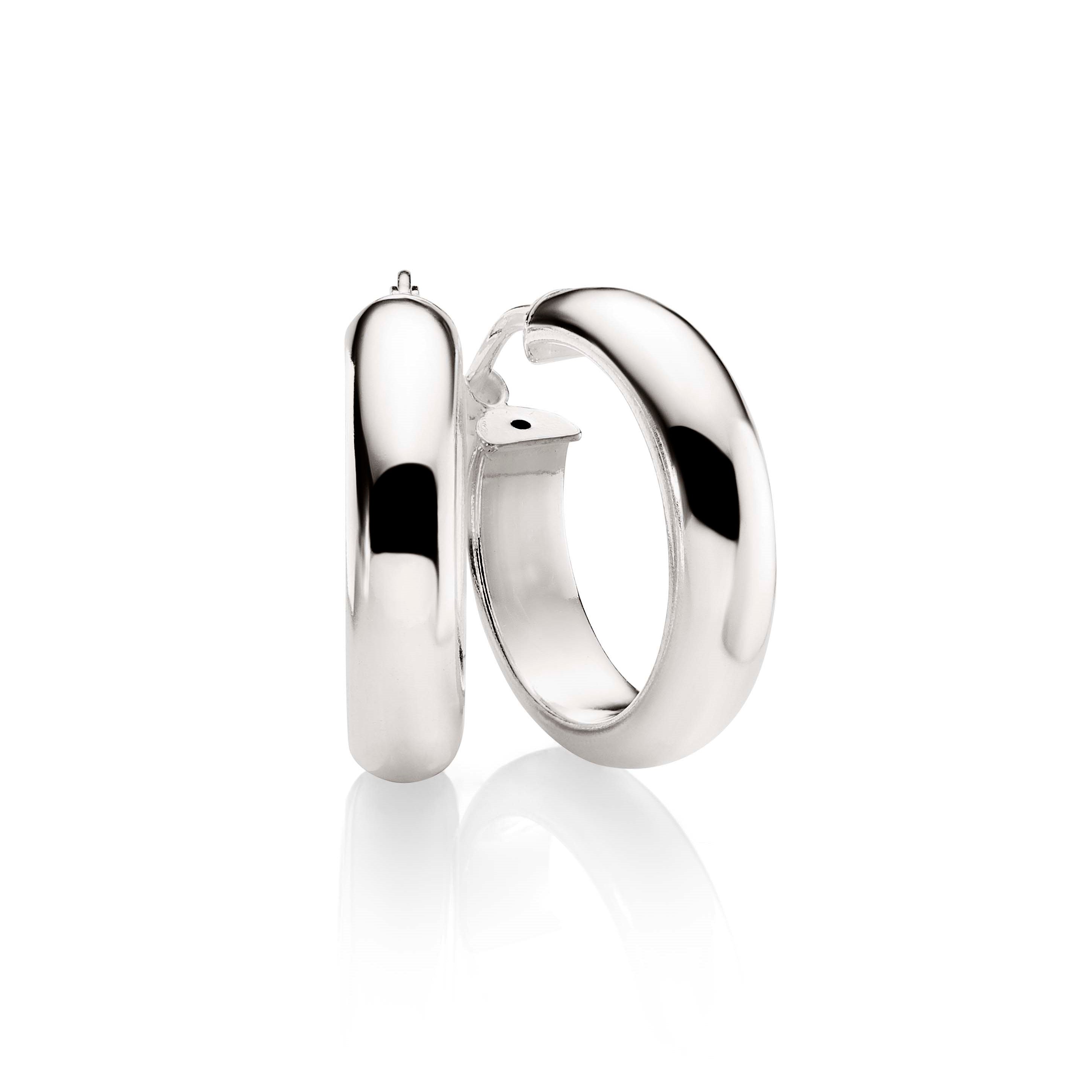 Sterling Silver Half Round Hoops 15mm