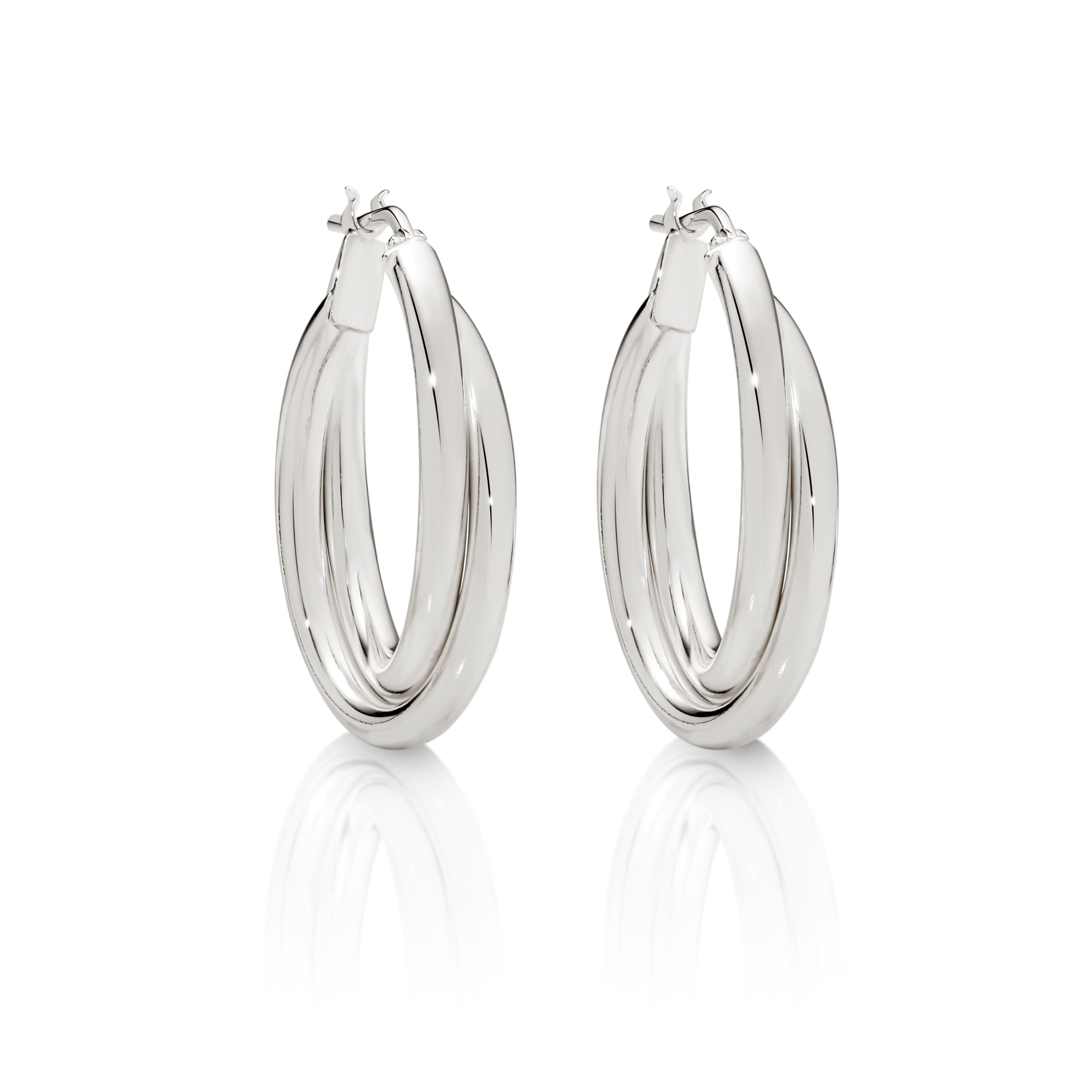 Sterling Silver double tube hoops 15mm