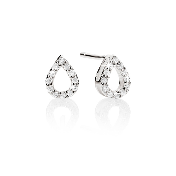 Silver Cubic Zirconia Pear Studs