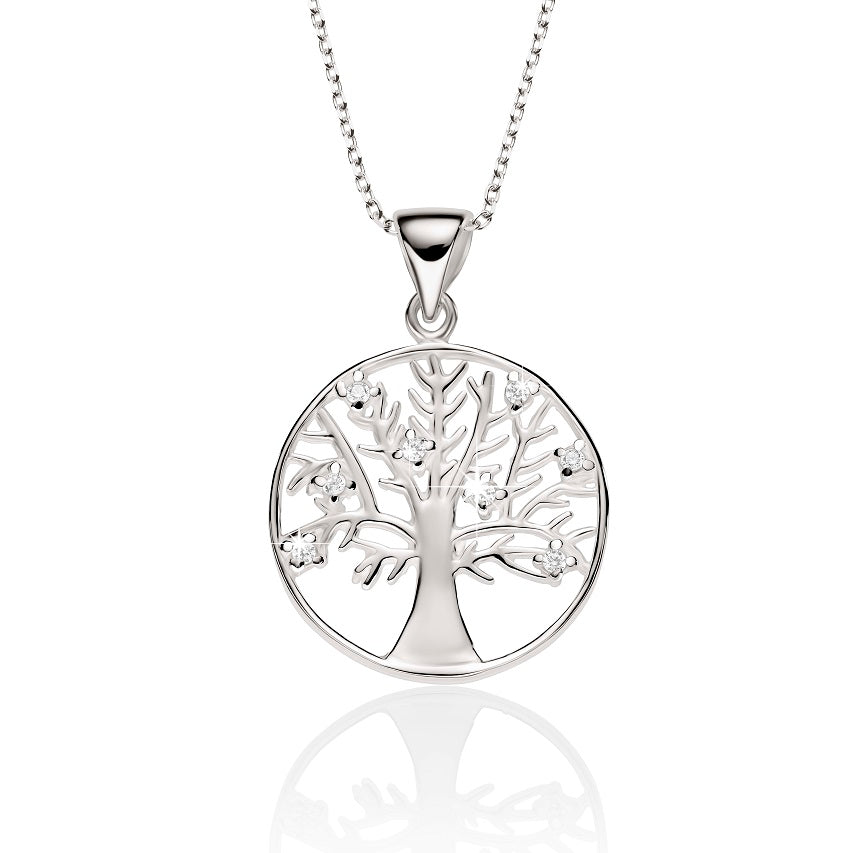 Sterling Silver Cubic Zirconia Tree of life Pendant