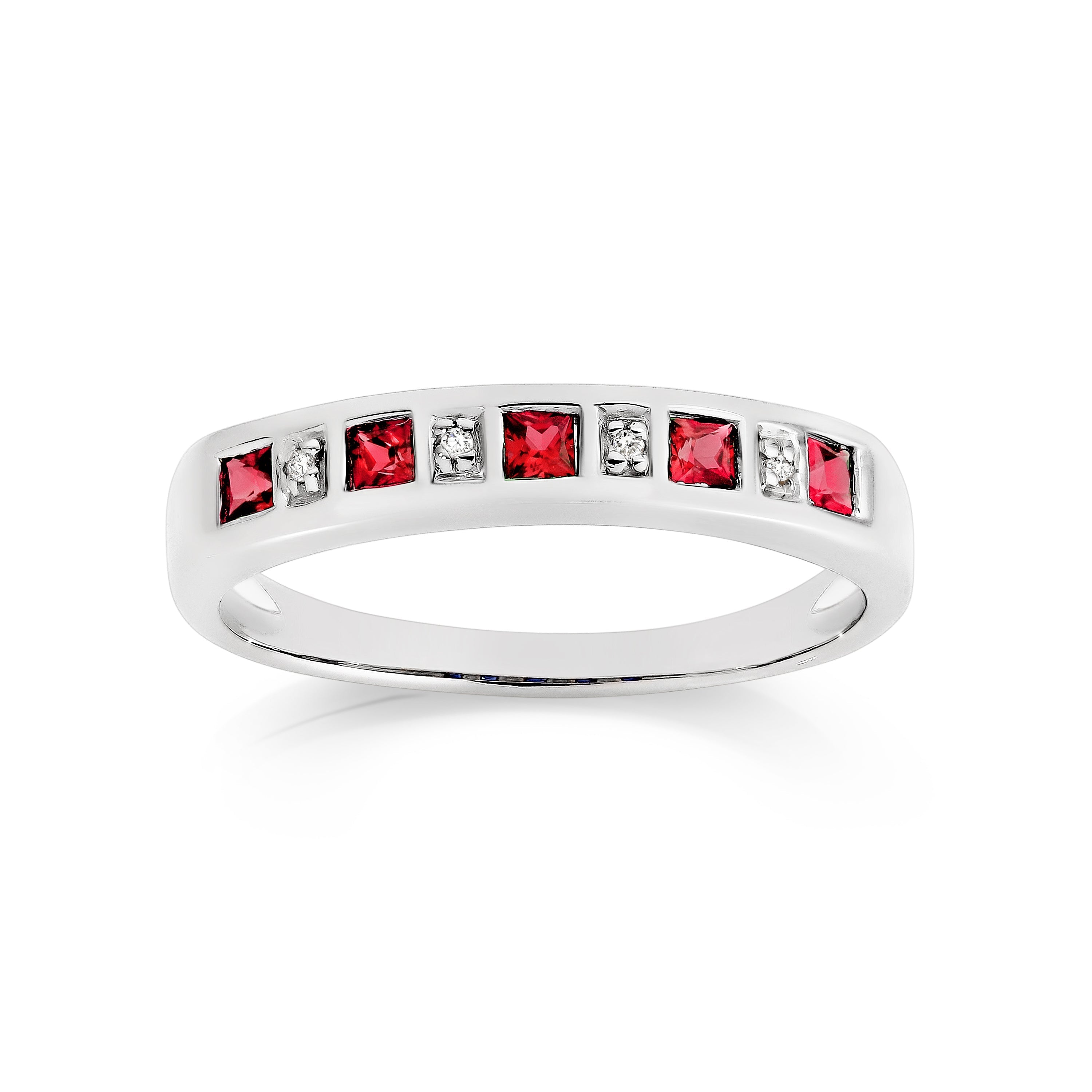 Sterling Silver Created Ruby & Diamond Ring