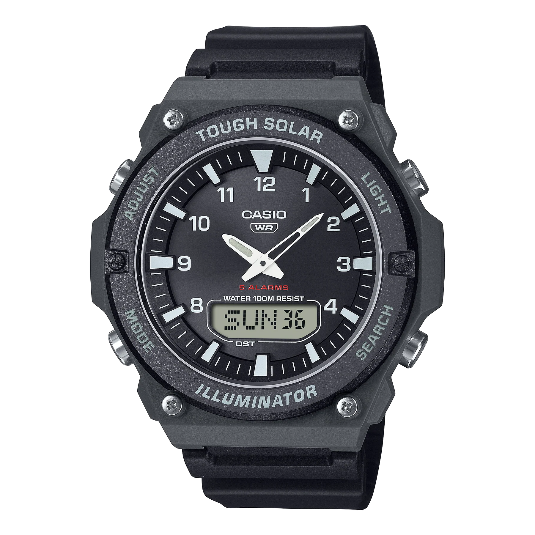 Casio Duo Solar Black case Black resin band Watch AQS820W-1A