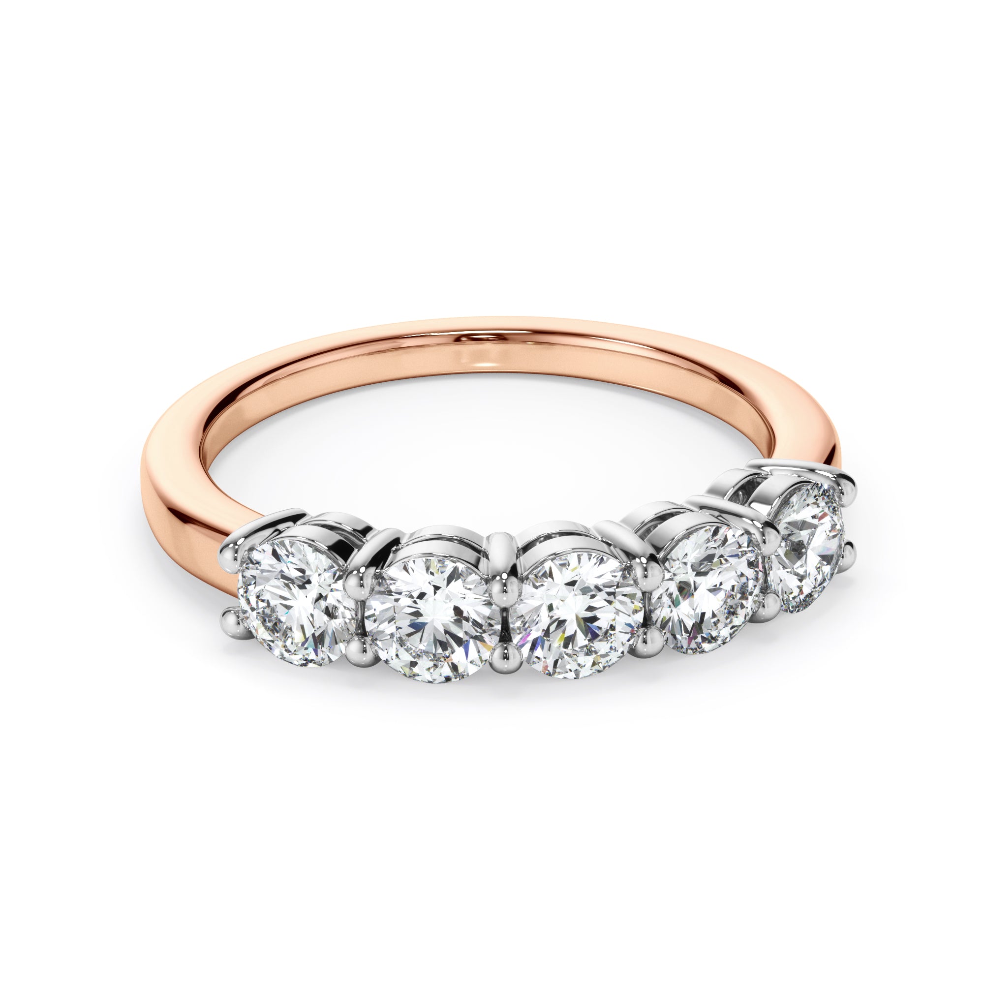 18ct Rose and White Gold Five Stone Diamond Ring