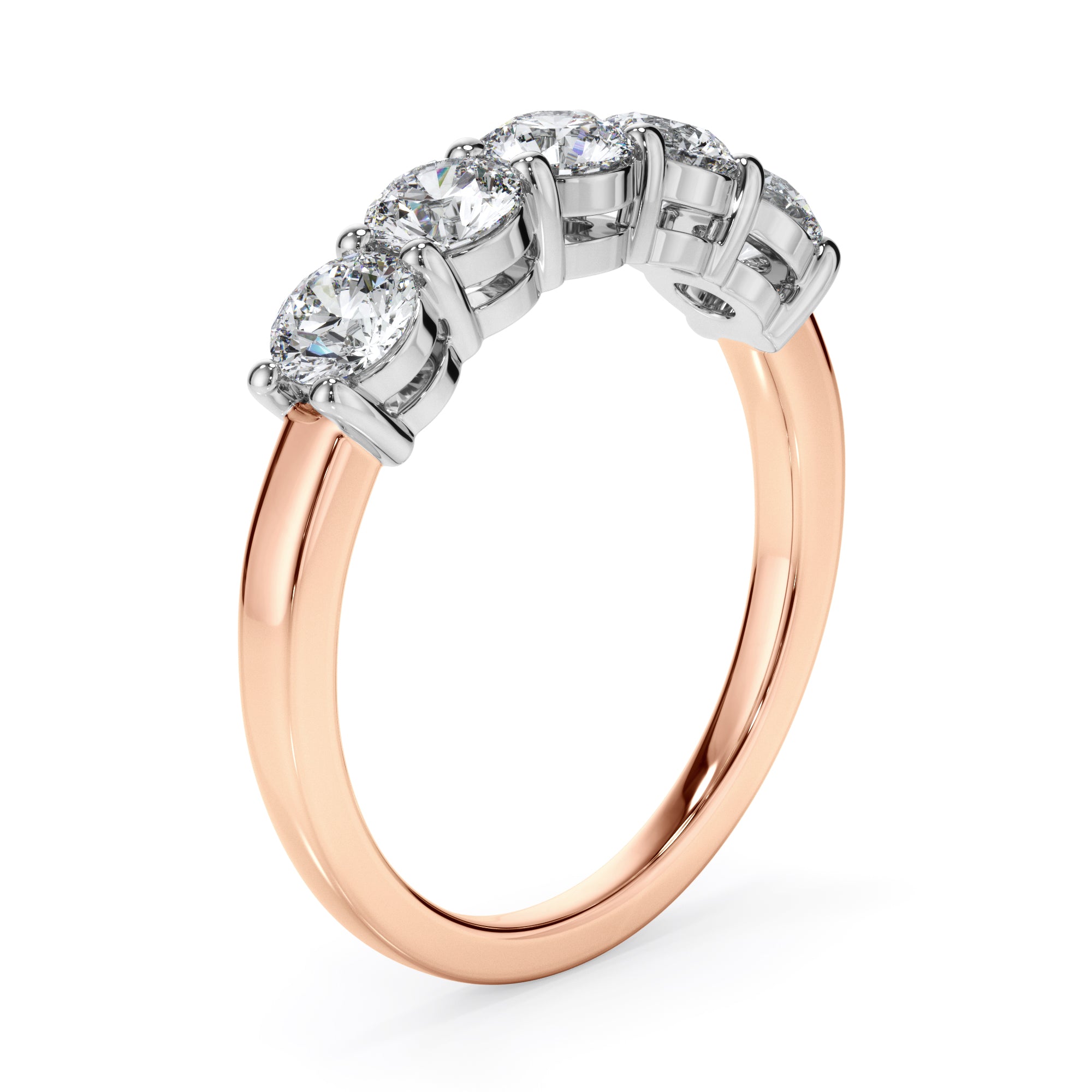 18ct Rose and White Gold Five Stone Diamond Ring