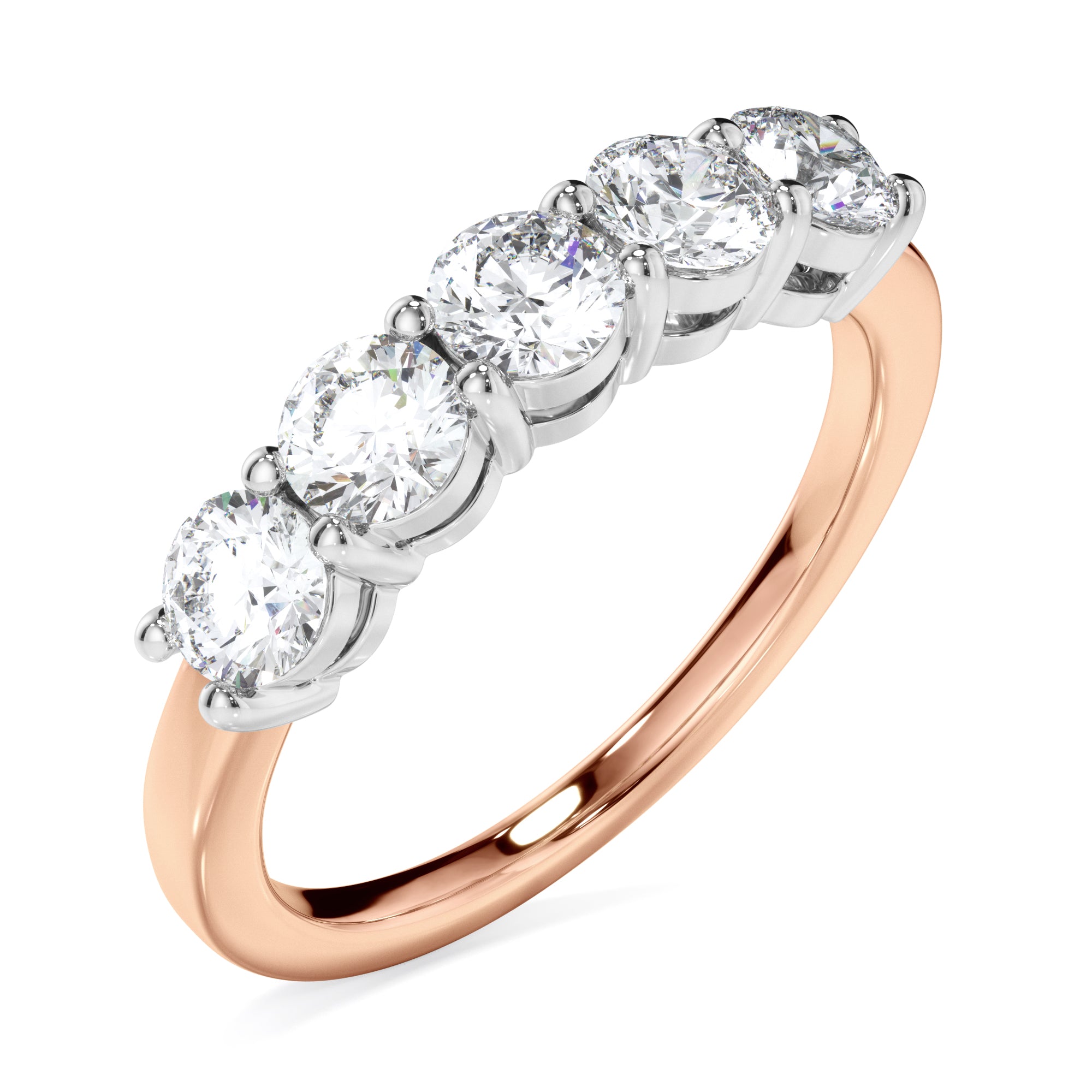18ct Rose and White Gold Five Stone Diamond Ring