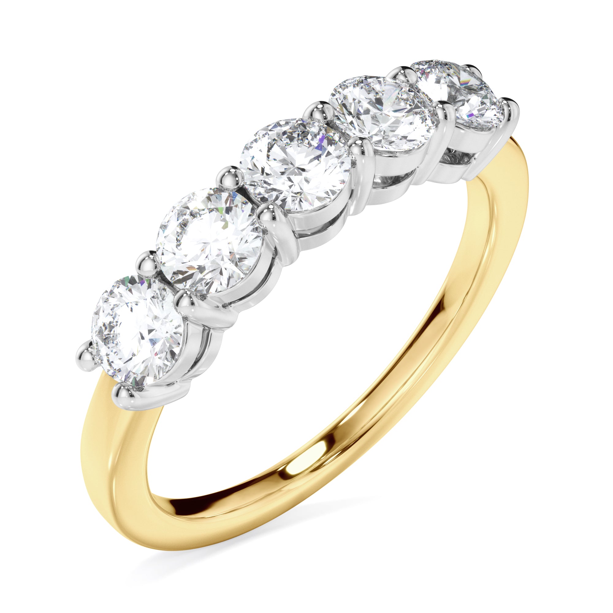 18ct Yellow and White Gold Five Stone Diamond Ring