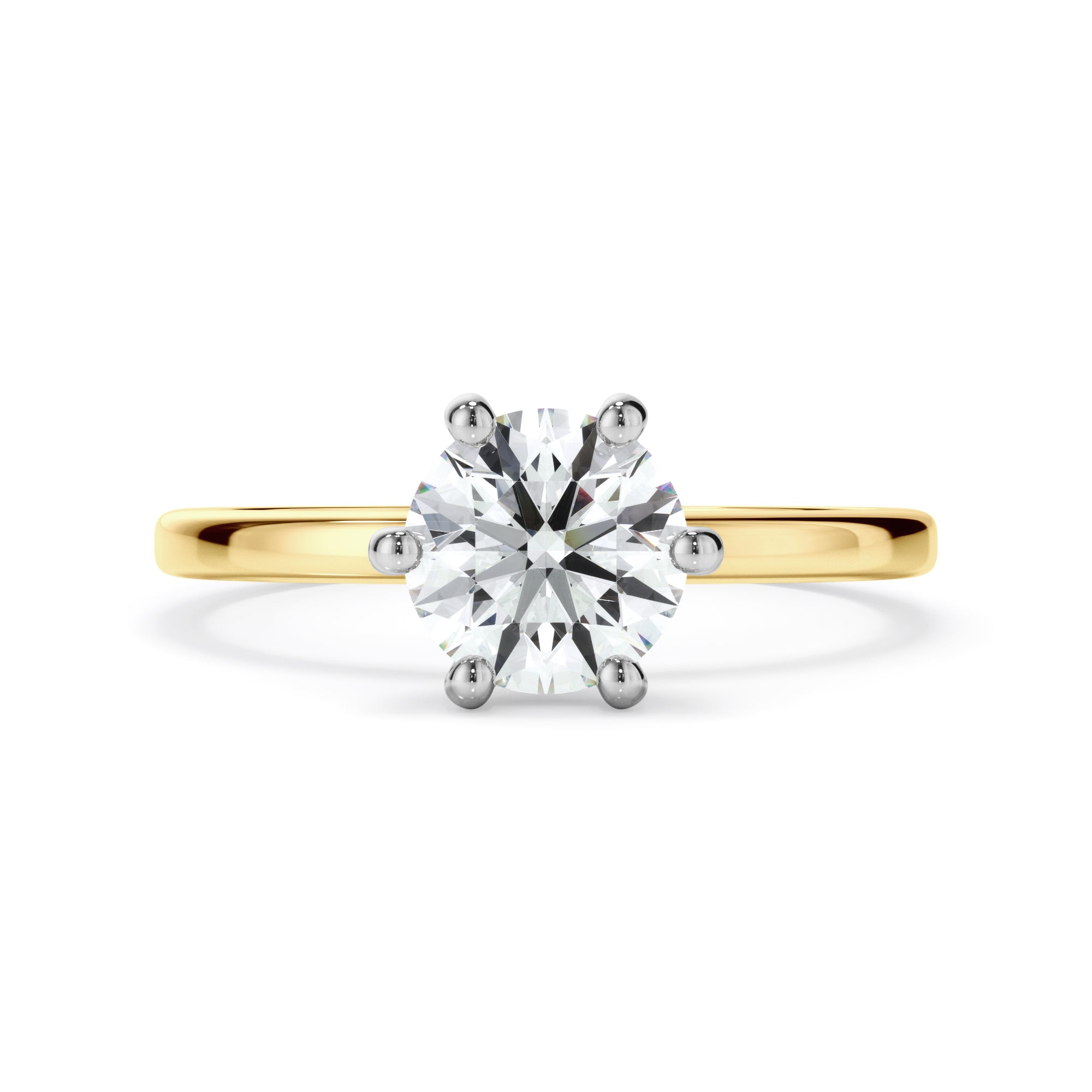 18ct Yellow and White Gold Round Brilliant Cut Diamond Ring