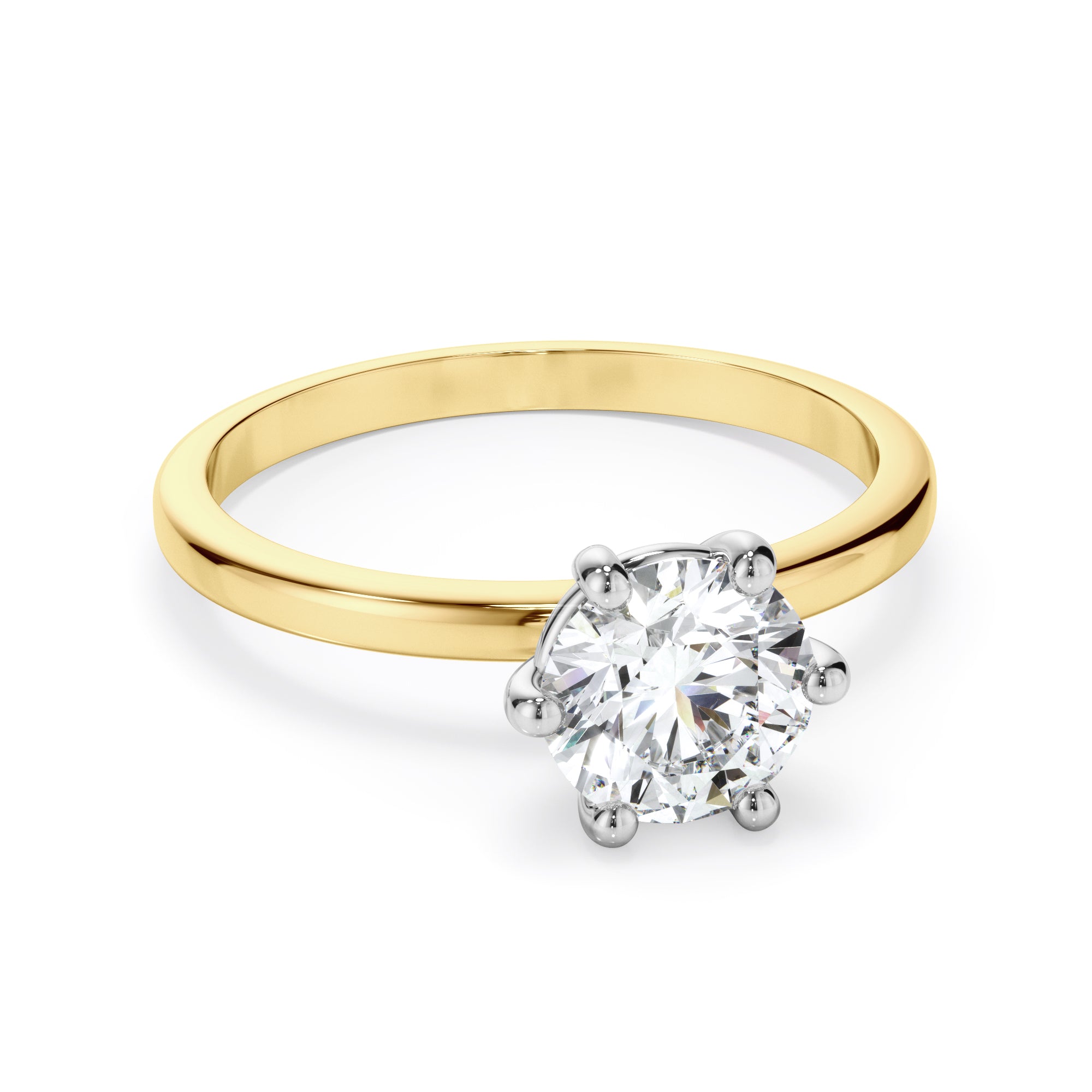 18ct Yellow and White Gold Round Brilliant Cut Diamond Ring