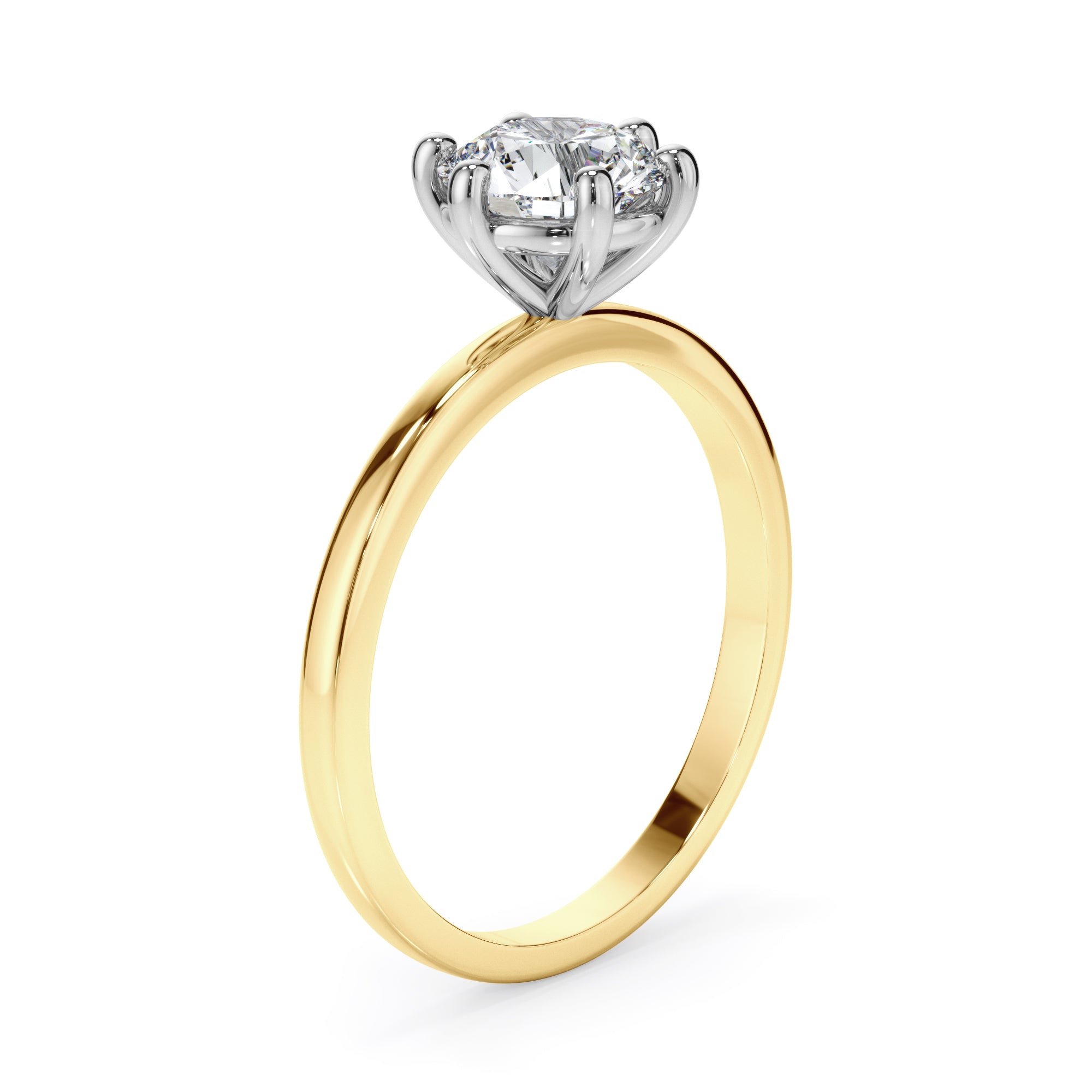 18ct Yellow and White Gold Round Brilliant Cut Diamond Ring