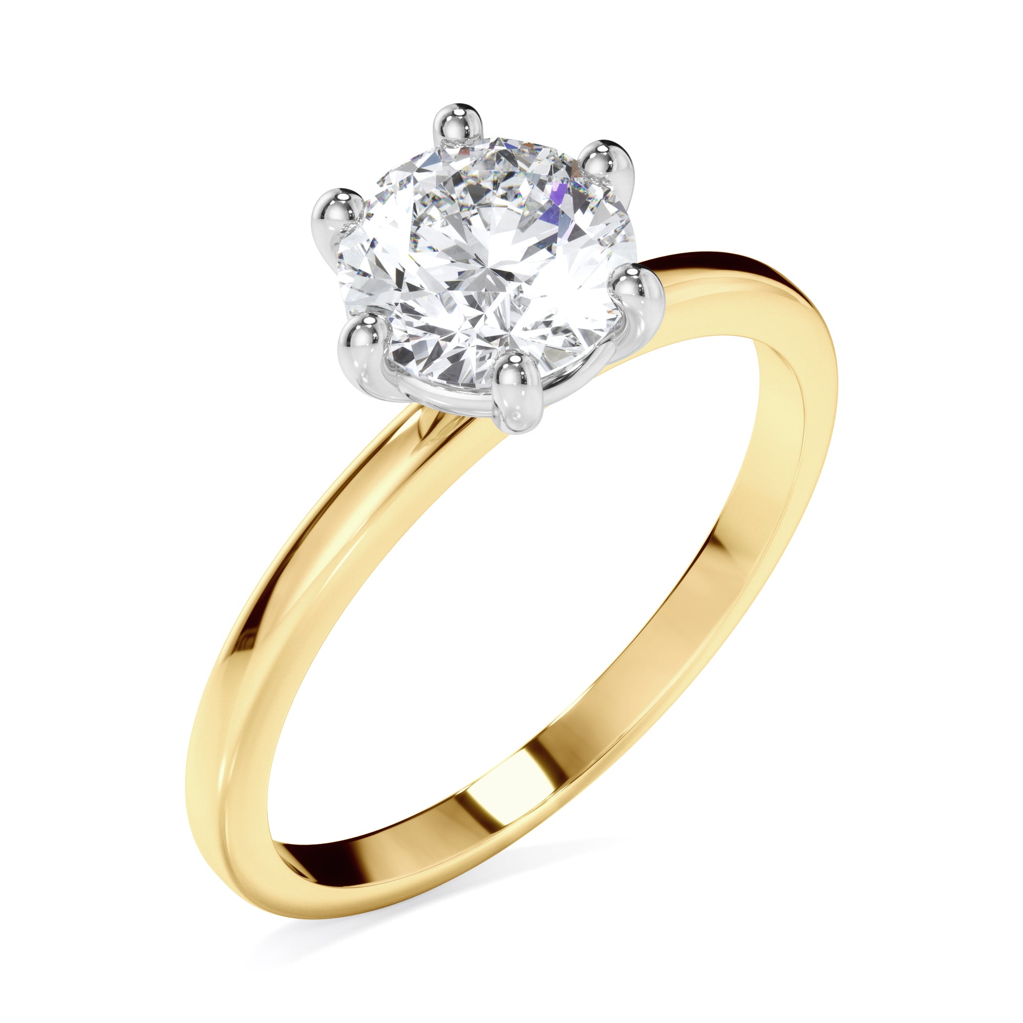 18ct Yellow and White Gold Round Brilliant Cut Diamond Ring