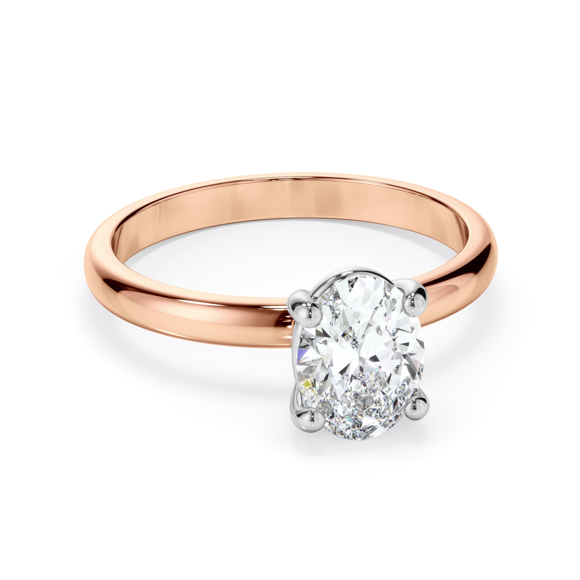 18ct Rose and White Gold Oval Diamond Cut Engagement Ring